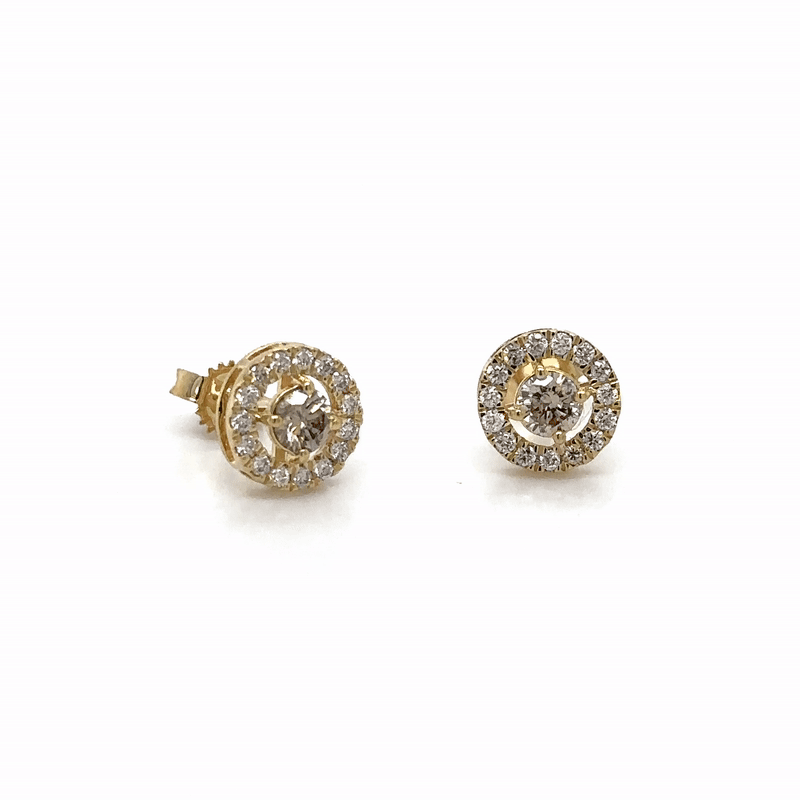 Pendiente De Diamantes Champán De Oro Amarillo De 14K 0.54 Ct.
