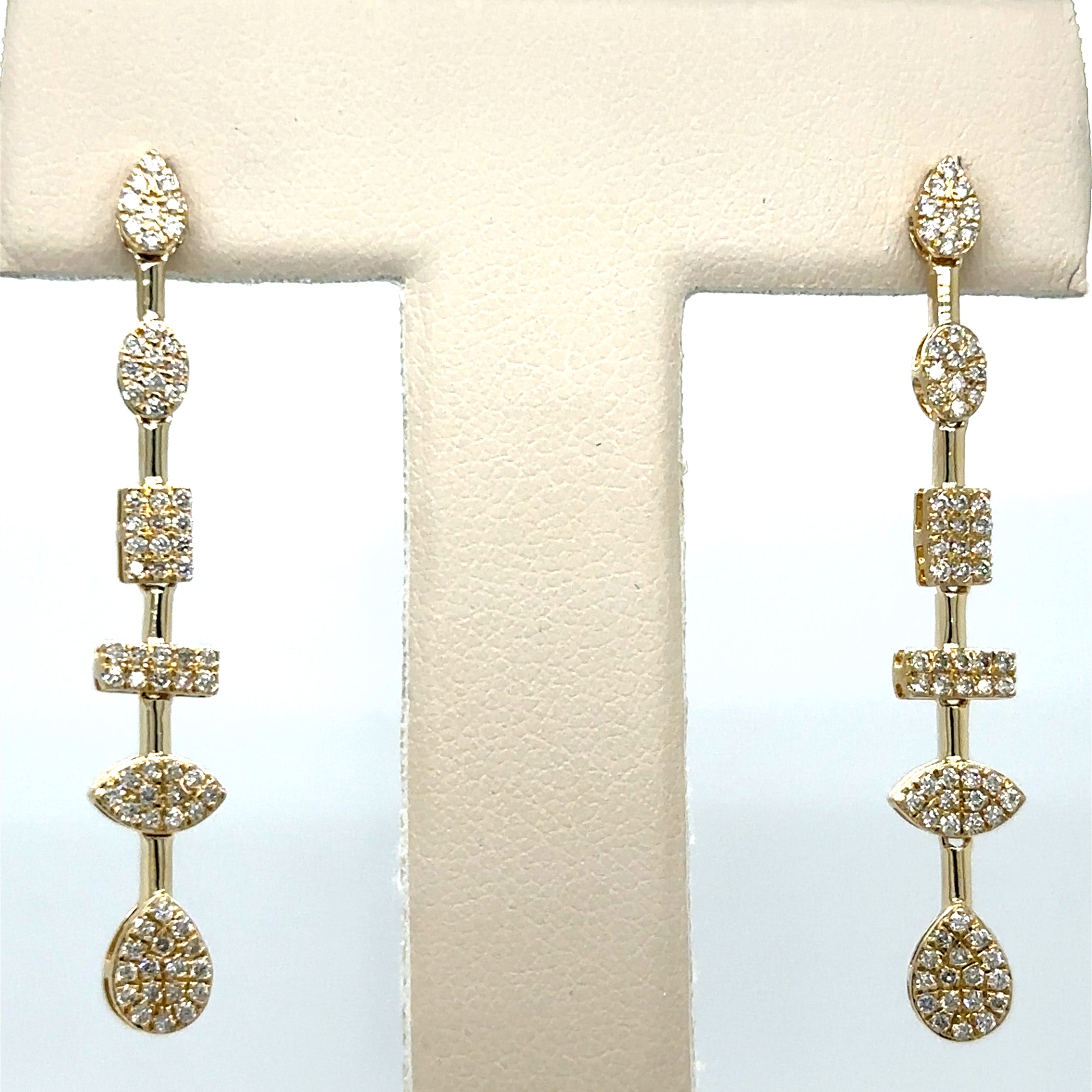 14Kt Yellow Gold Diamond Earrings, 0.68 CT