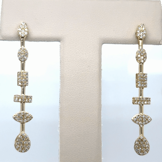 14Kt Yellow Gold Diamond Earrings, 0.68 CT