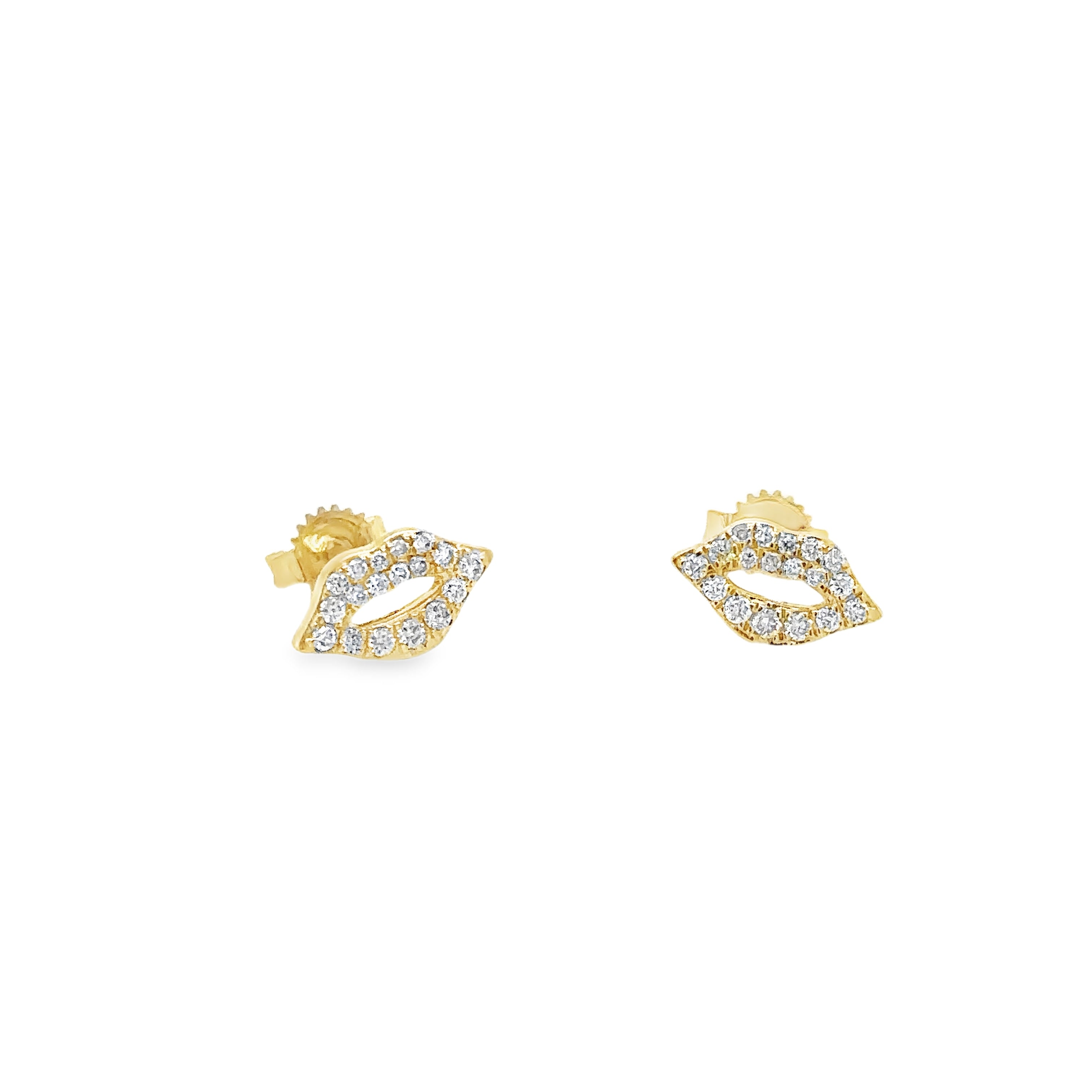 Pendiente De Labio De Diamantes De Oro Amarillo De 14Kt 0.19 Ct.