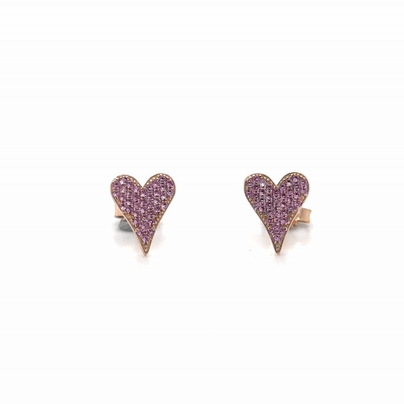 Pendiente Corazón De Zafiro Rosa Oro Rosa De 14Kt 0.22 Ct.