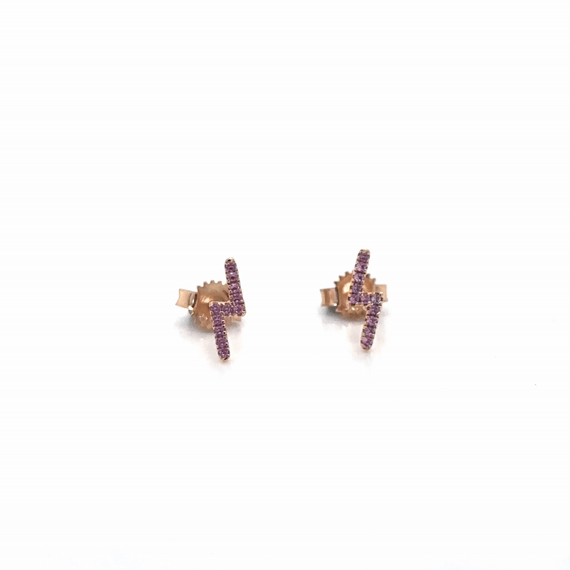 Pendiente De Perno De Iluminación De Zafiro Rosa De Oro Rosa De 14Kt 0.06 Ct.
