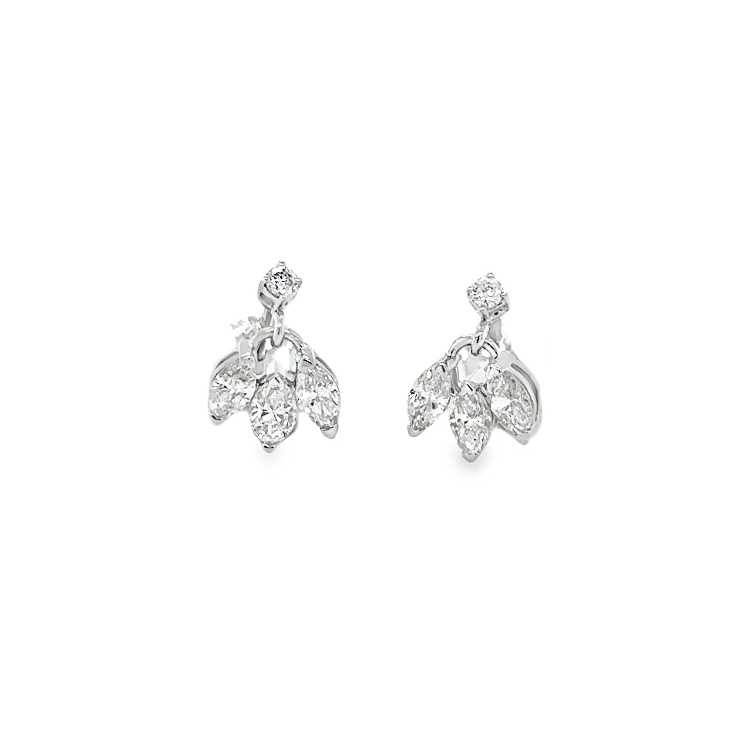 Pendientes De Diamantes Y Oro Blanco De 14K