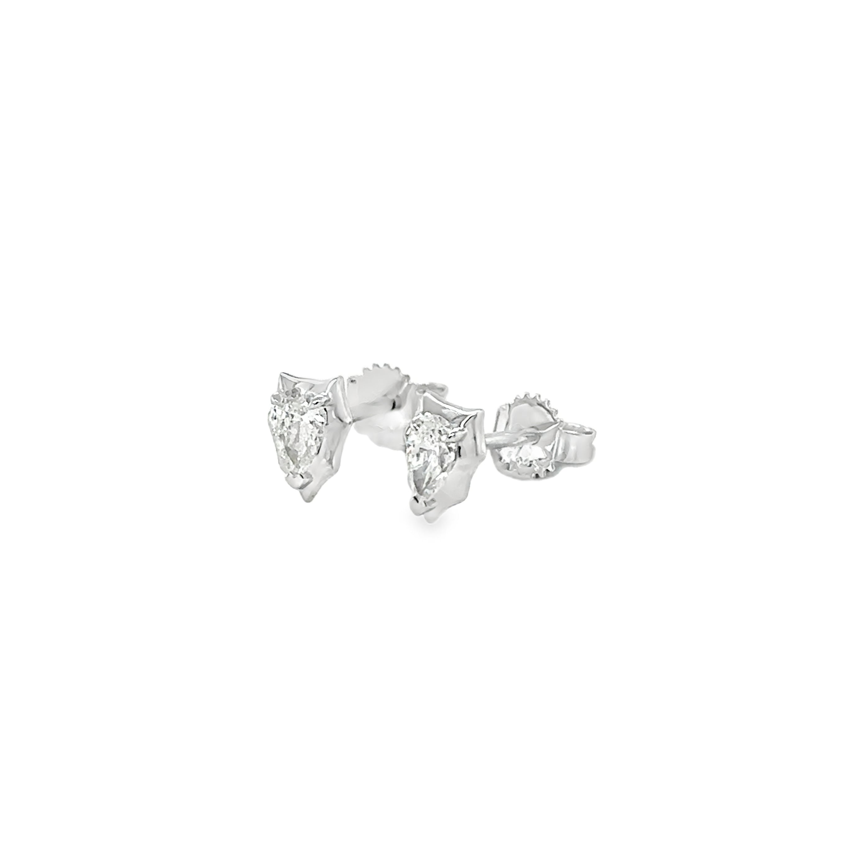Pendiente De Diamante En Forma De Pera De Oro Blanco De 14 Kt 0.27 Ct.