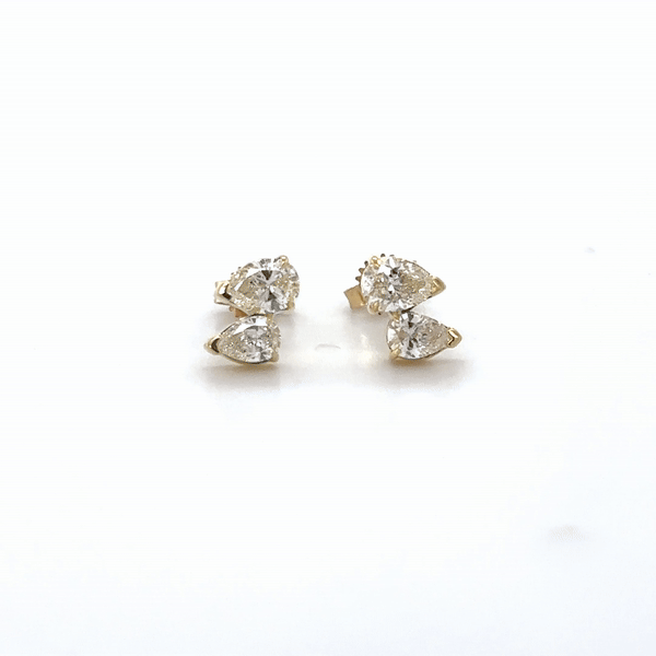 Pendientes De Diamantes En Forma De Pera De Oro Amarillo De 14 Kt