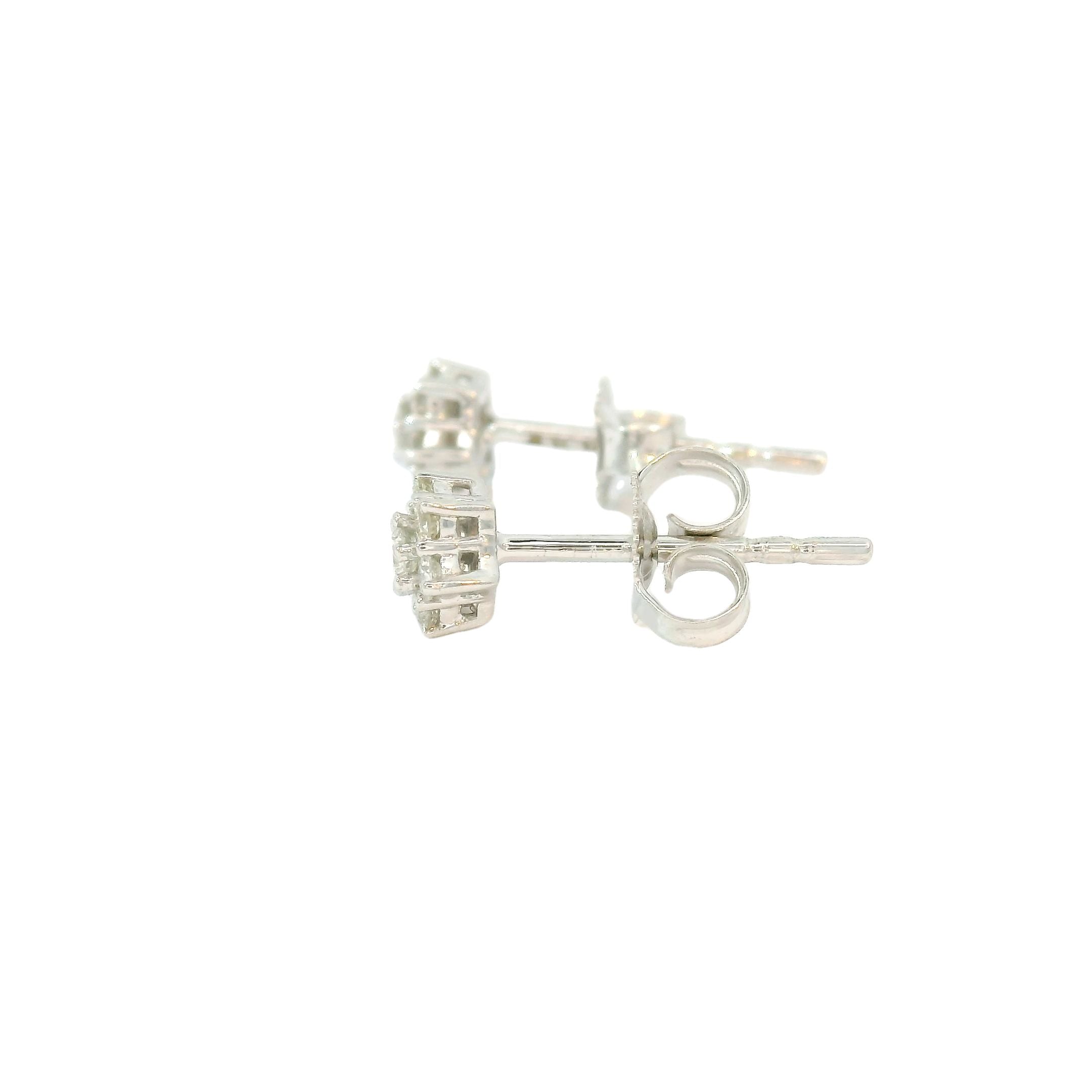 Aretes De Estrella De Diamantes De Oro Blanco De 14 Kt 0.16 Ct.