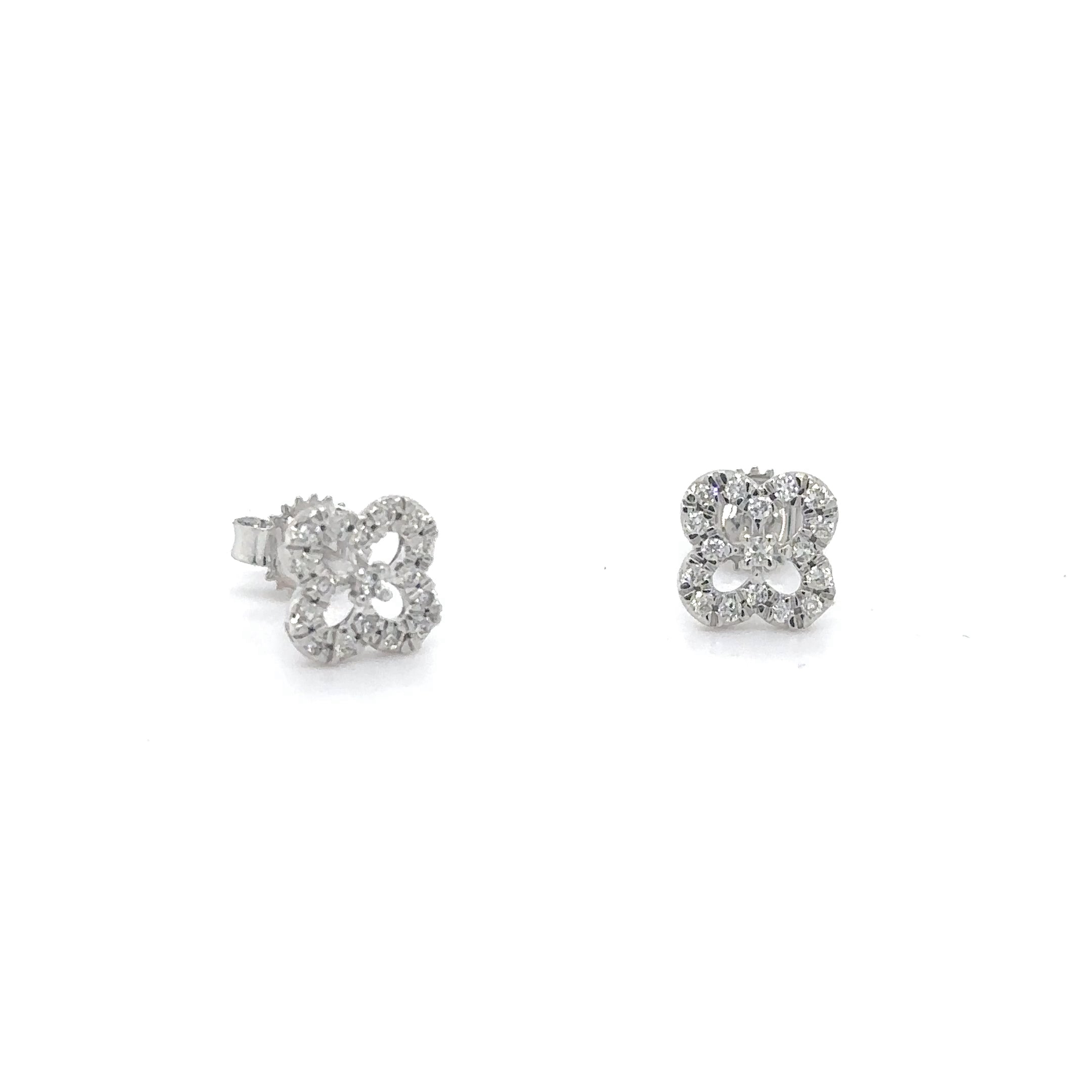Pendiente De Diamantes De Oro Blanco De 14K 0.14 Ct.