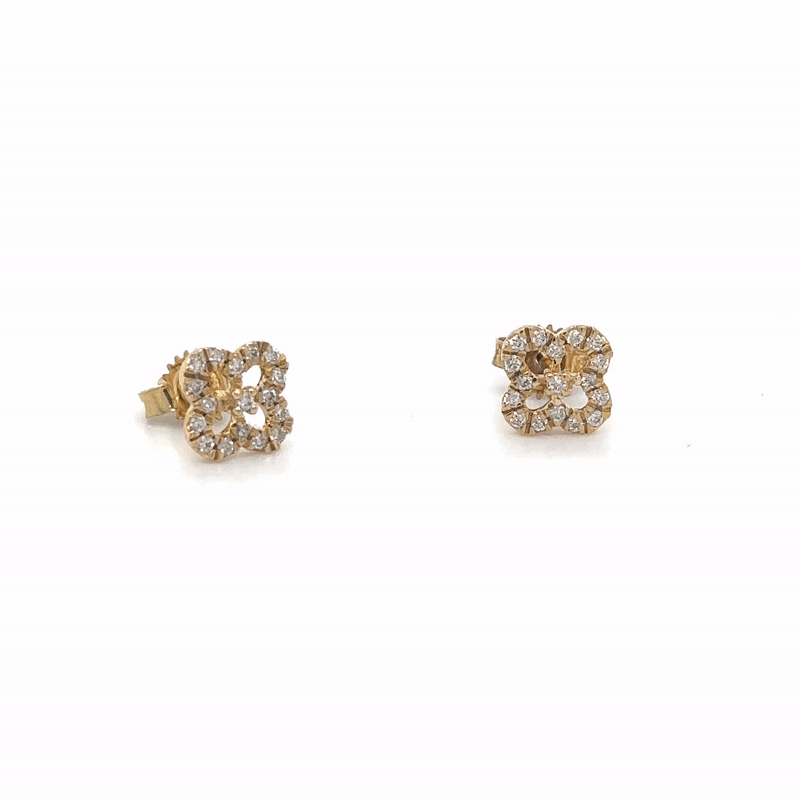 Pendientes De Oro Amarillo De 14K Con Diamantes  0.14 TCW.