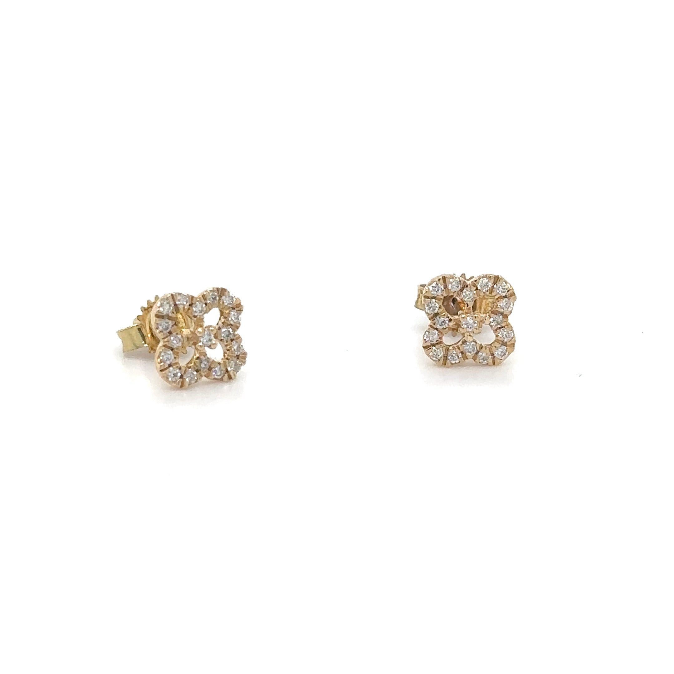 Pendientes De Oro Amarillo De 14K Con Diamantes  0.14 TCW.