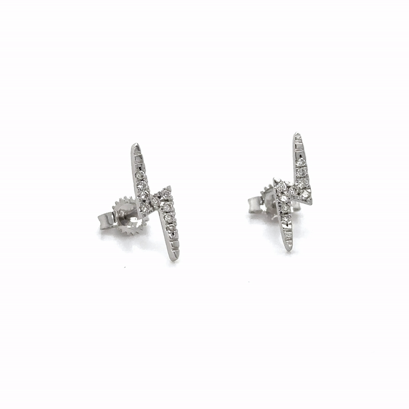 Pendientes De Perno De Iluminación De Diamante De Oro Blanco De 14Kt 0.09 Ct.