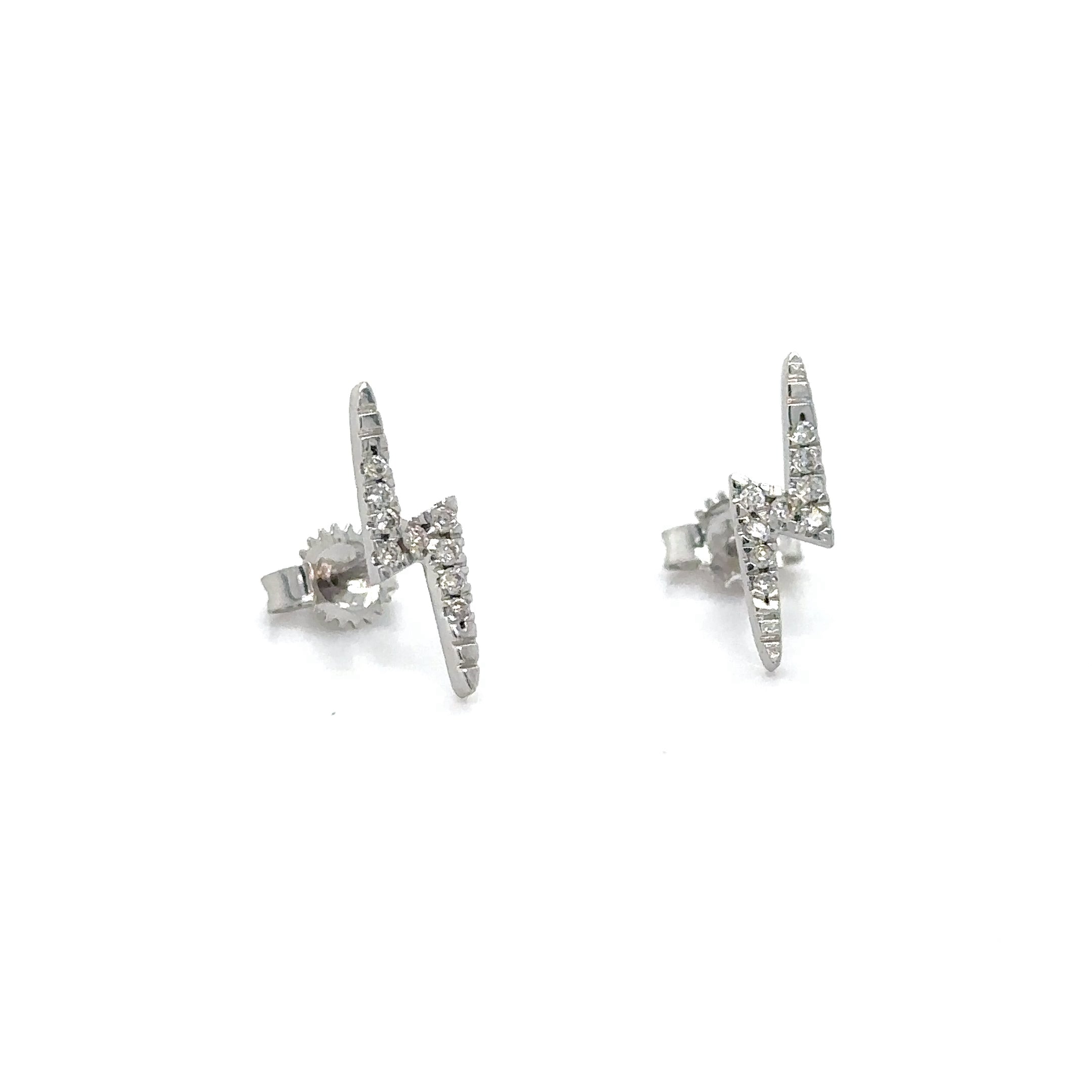 Pendientes De Perno De Iluminación De Diamante De Oro Blanco De 14Kt 0.09 Ct.