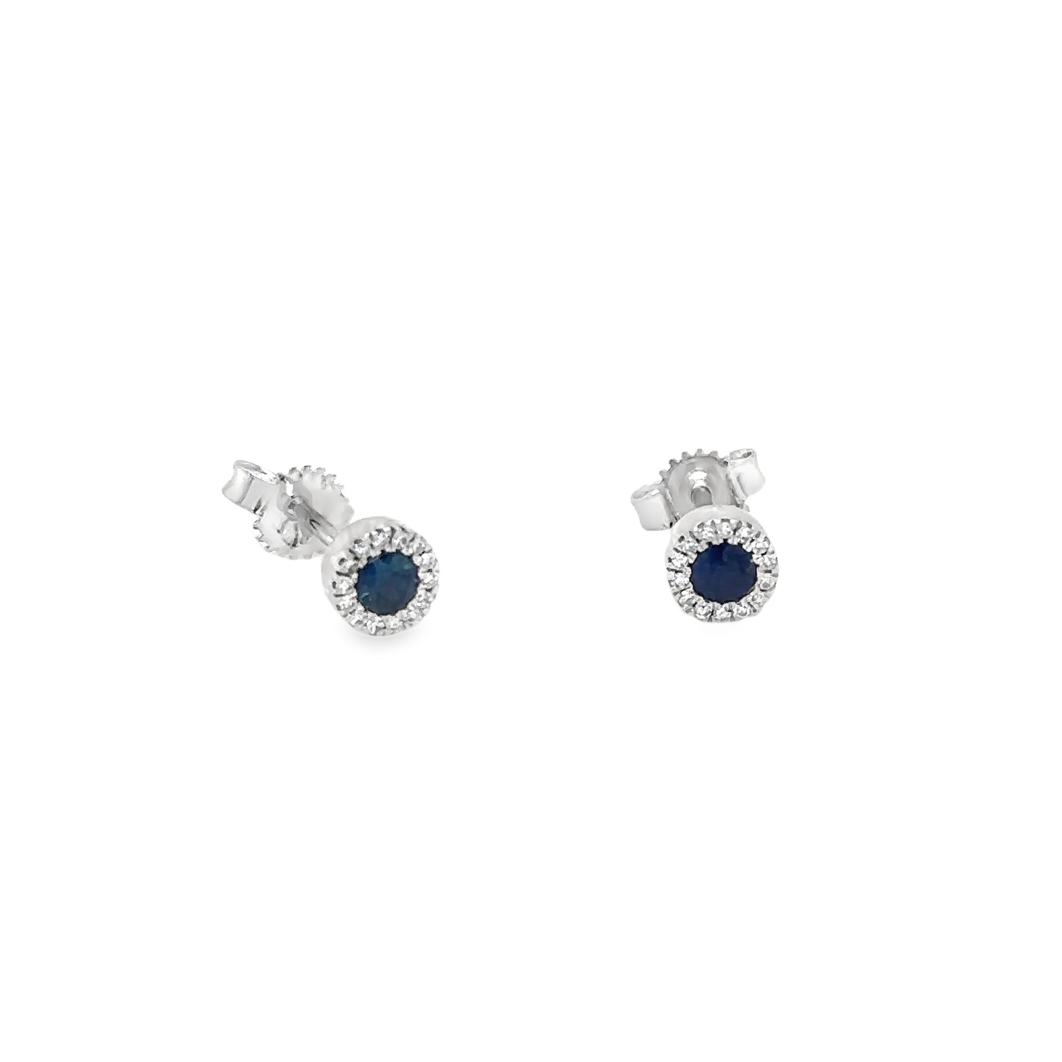 Sapphire and Diamond Earrings in 14Kt White Gold, 0.26 CT