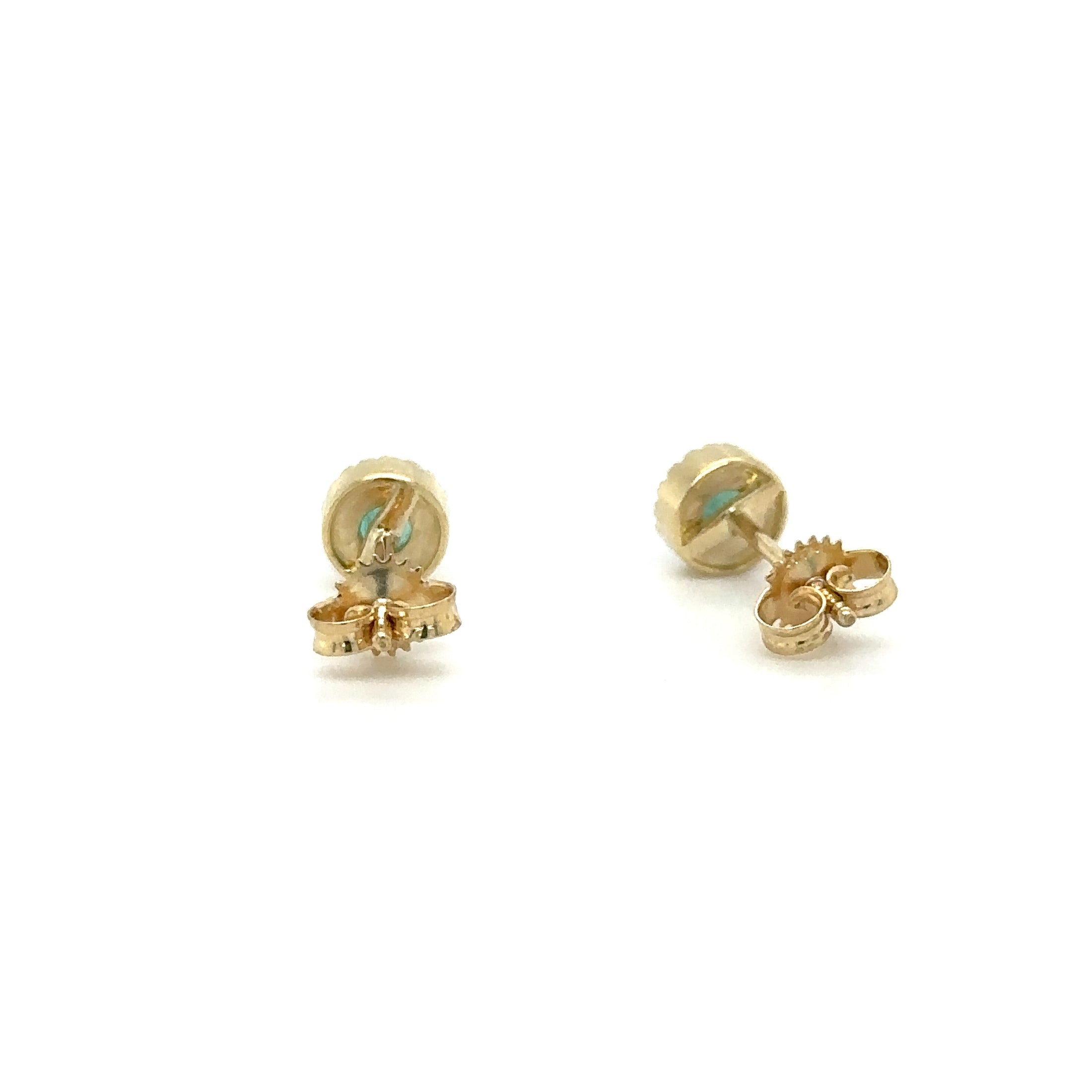 Emerald and Diamond Earrings in 14Kt Yellow Gold, 0.41 CT