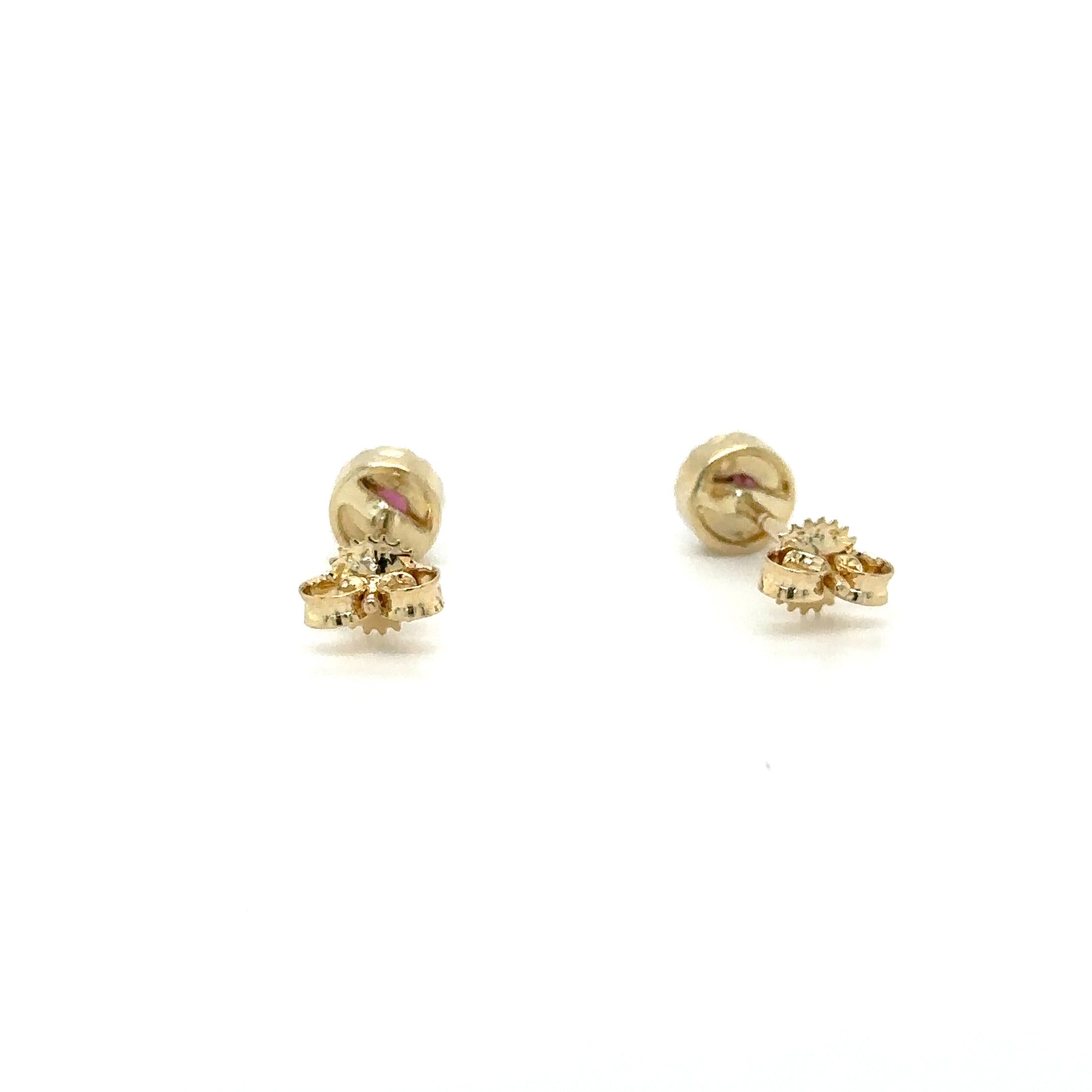 14Kt Yellow Gold Ruby and Diamond Earrings, 0.27 CT