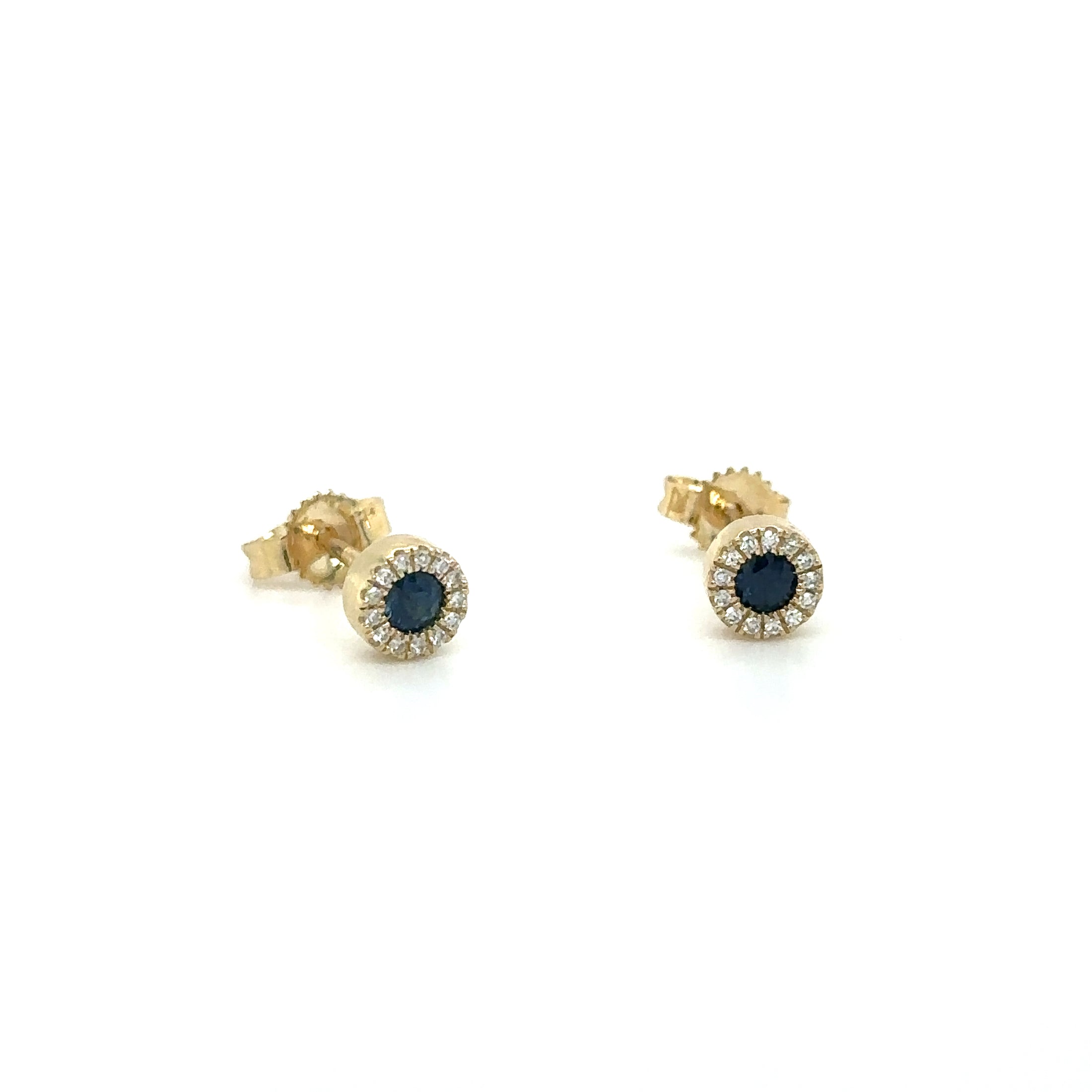 Sapphire and Diamond Earrings in 14Kt Yellow Gold, 0.22 CT