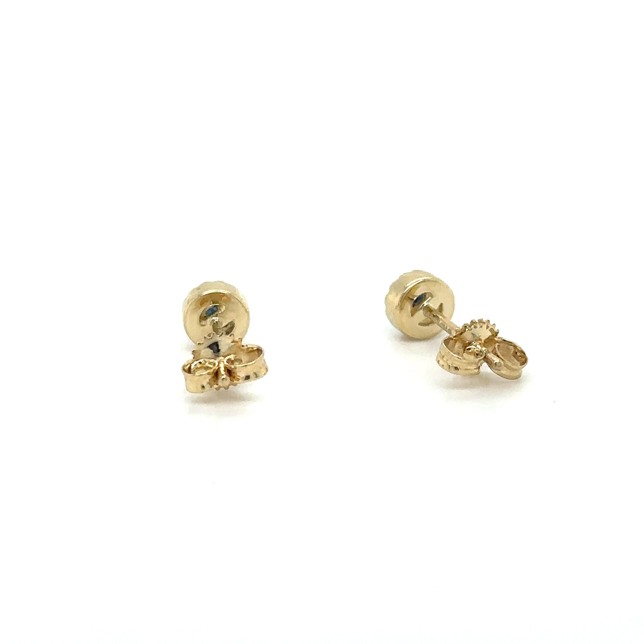 Sapphire and Diamond Earrings in 14Kt Yellow Gold, 0.22 CT