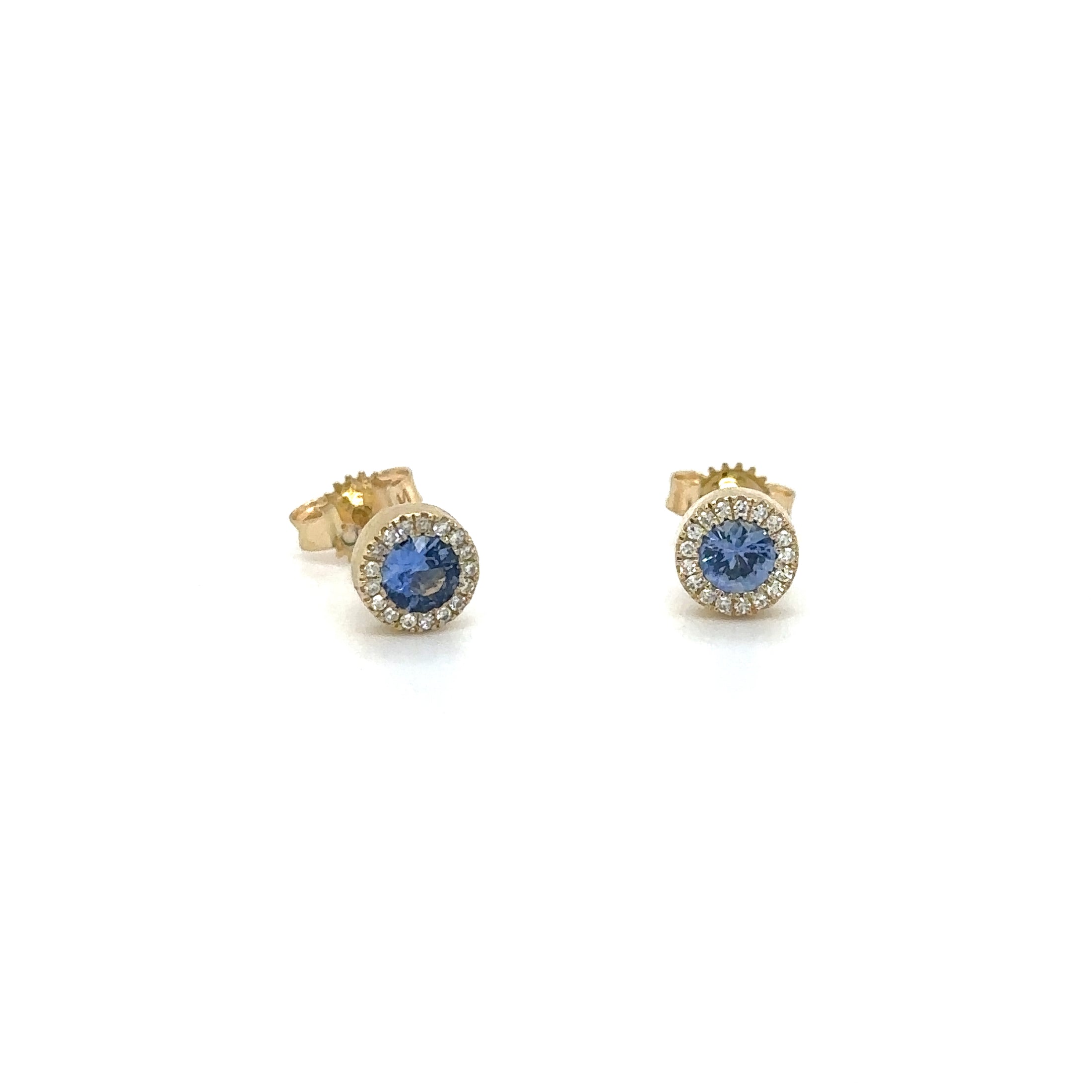 Sapphire and Diamond Earrings in 14Kt Yellow Gold, 0.43 CT