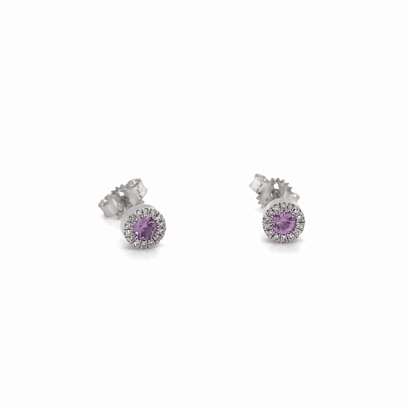 14Kt White Gold Pink Sapphire and Diamond Earrings, 0.26 CT