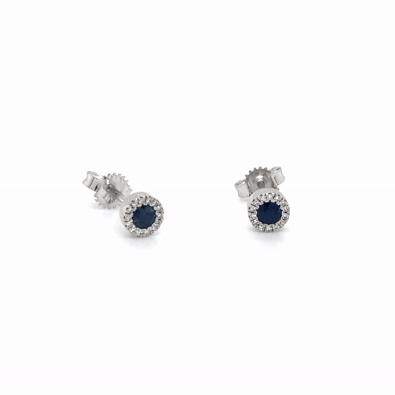 Sapphire and Diamond Earrings in 14Kt White Gold, 0.26 CT