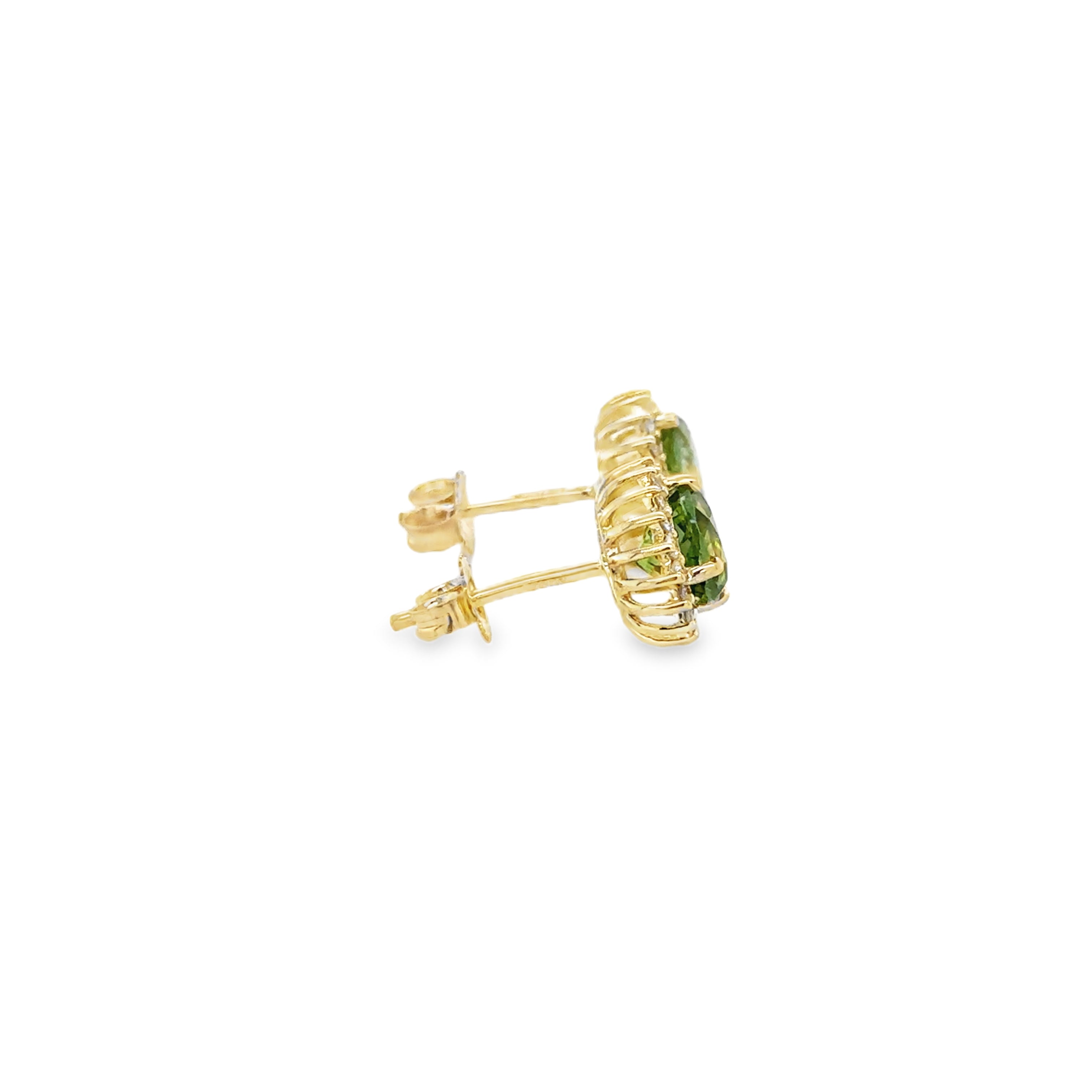 Pendiente Oro Amarillo De 14 Quilates Turmalina Verde Y Diamantes 1.83 Ct.