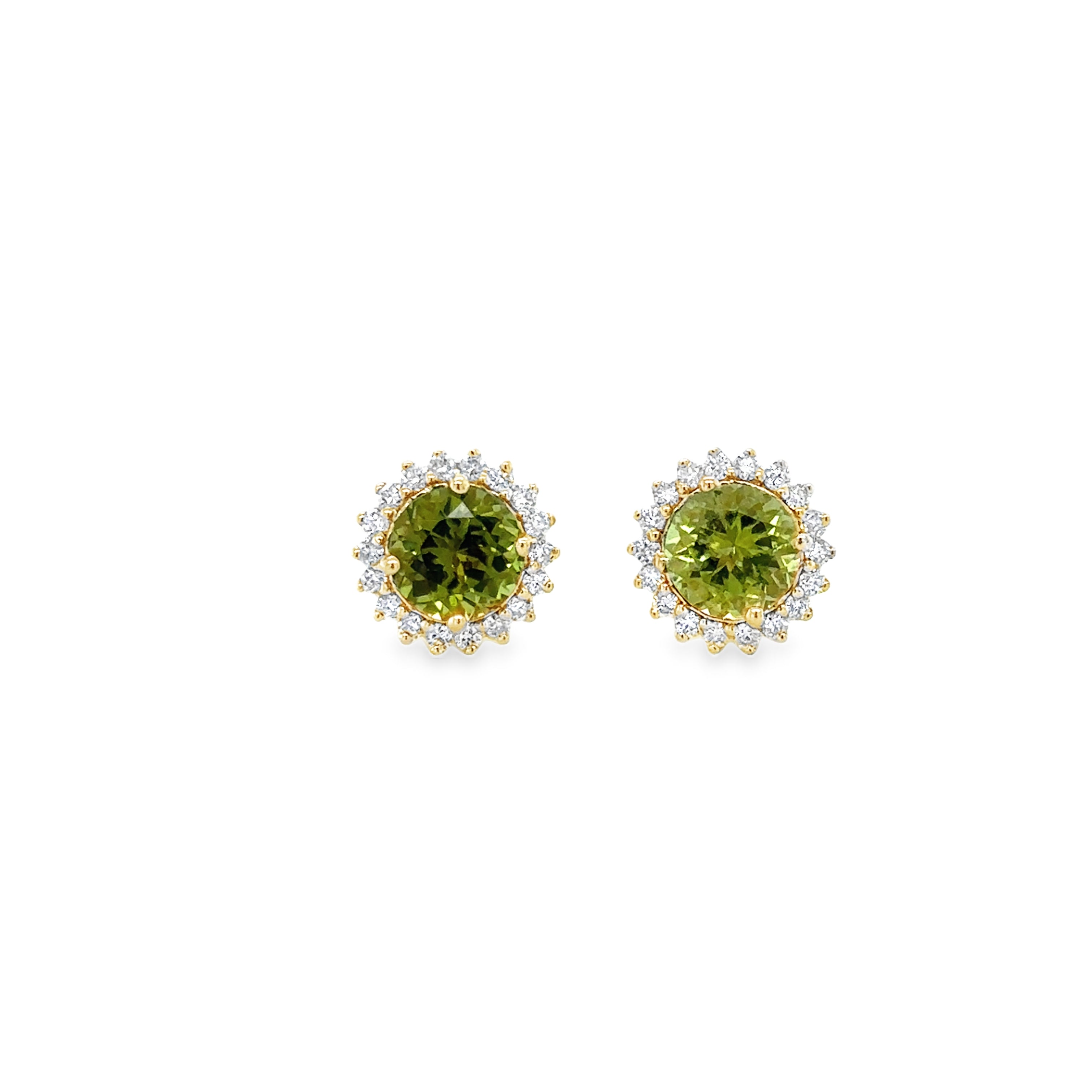 Pendiente Oro Amarillo De 14 Quilates Turmalina Verde Y Diamantes 1.83 Ct.