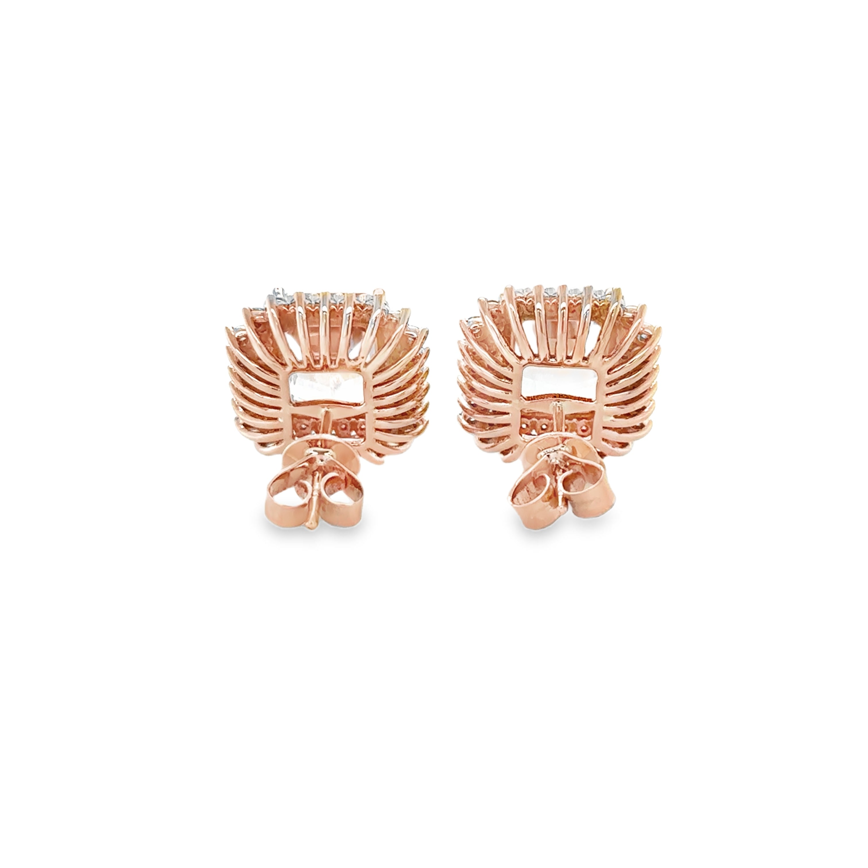 Pendiente De Oro Rosa De 14 Quilates De Morganita Y Diamantes 7.56 Ct.