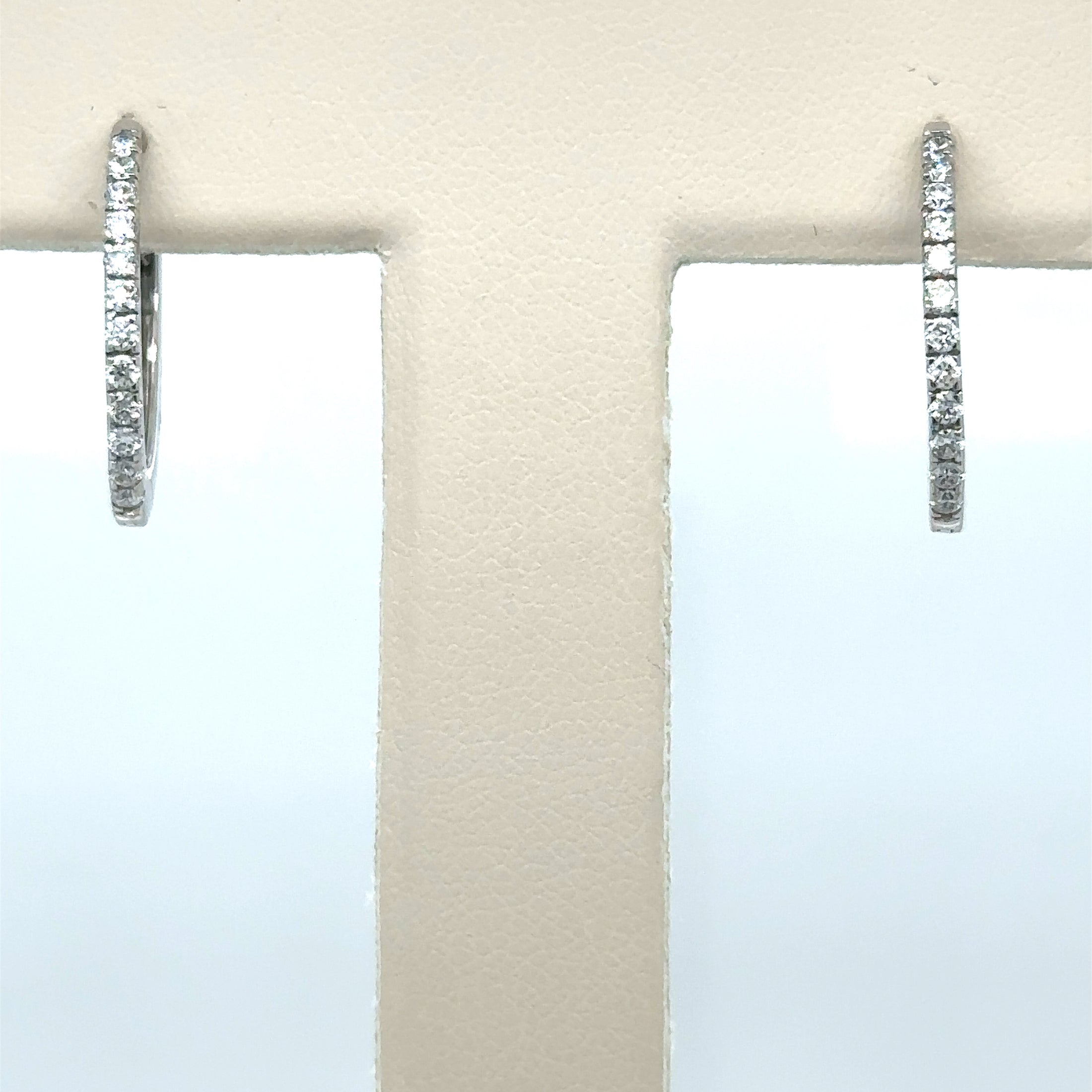 14K White Gold Diamond Hoop Earrings, 0.43 CT