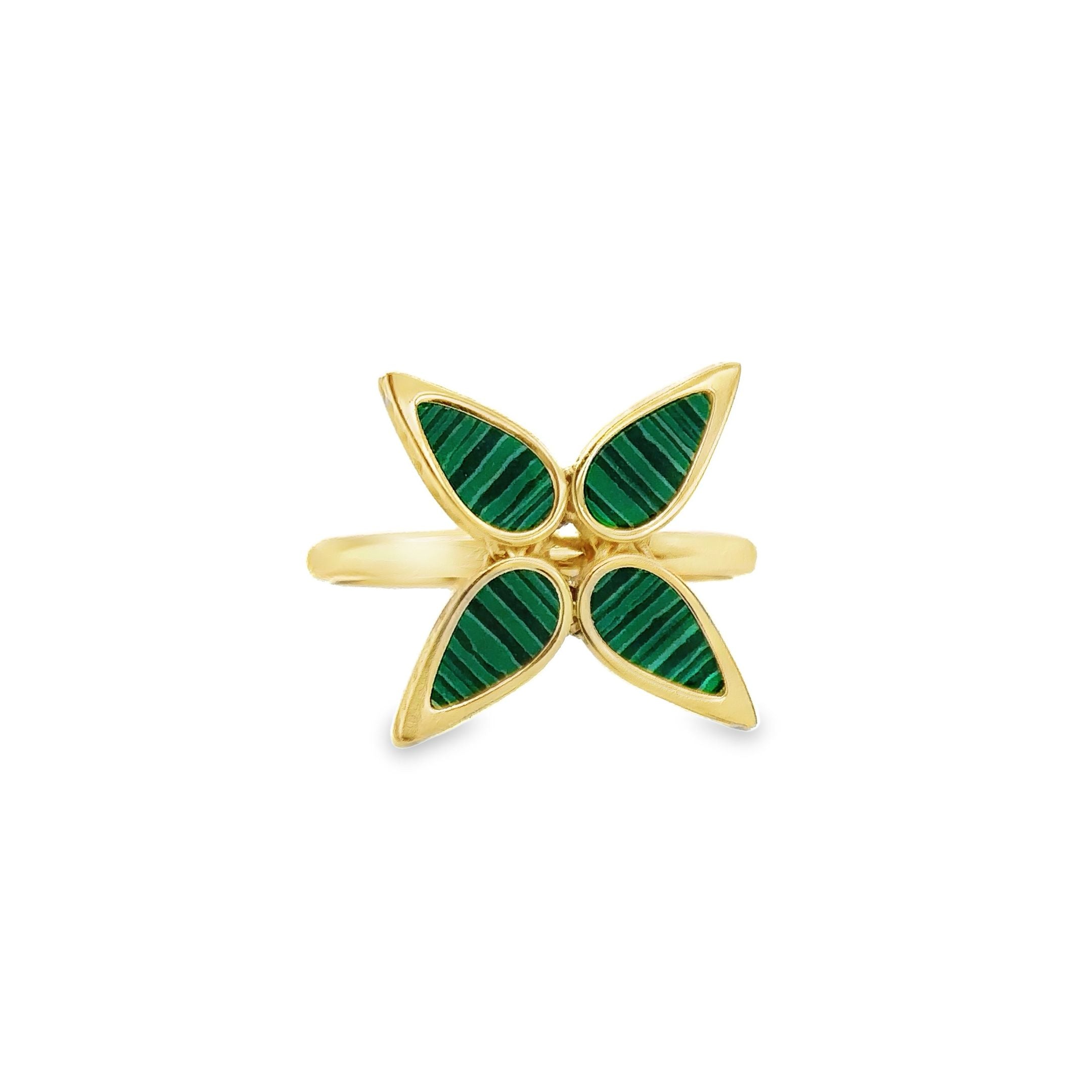 Anillo De Malaquita Oro Amarillo De 14Kt