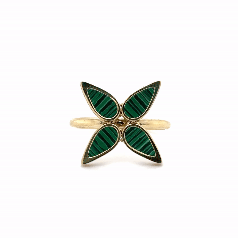 Anillo De Malaquita Oro Amarillo De 14Kt