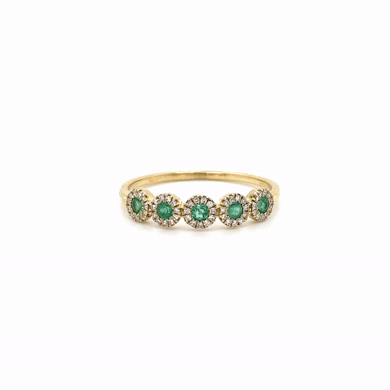 14Kt Yellow Gold Ring with Emerald and Diamonds, 0.27 CT