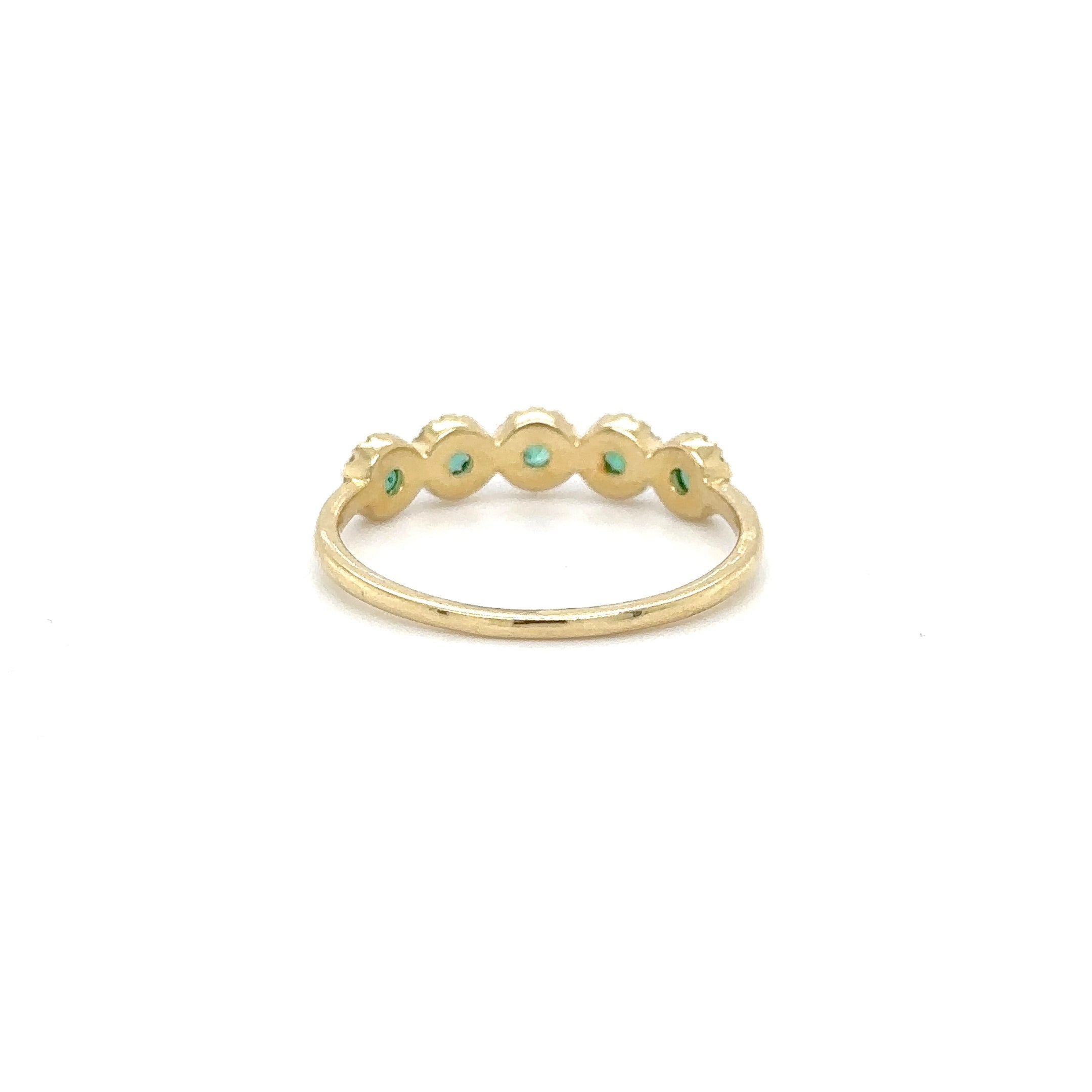 14Kt Yellow Gold Ring with Emerald and Diamonds, 0.27 CT