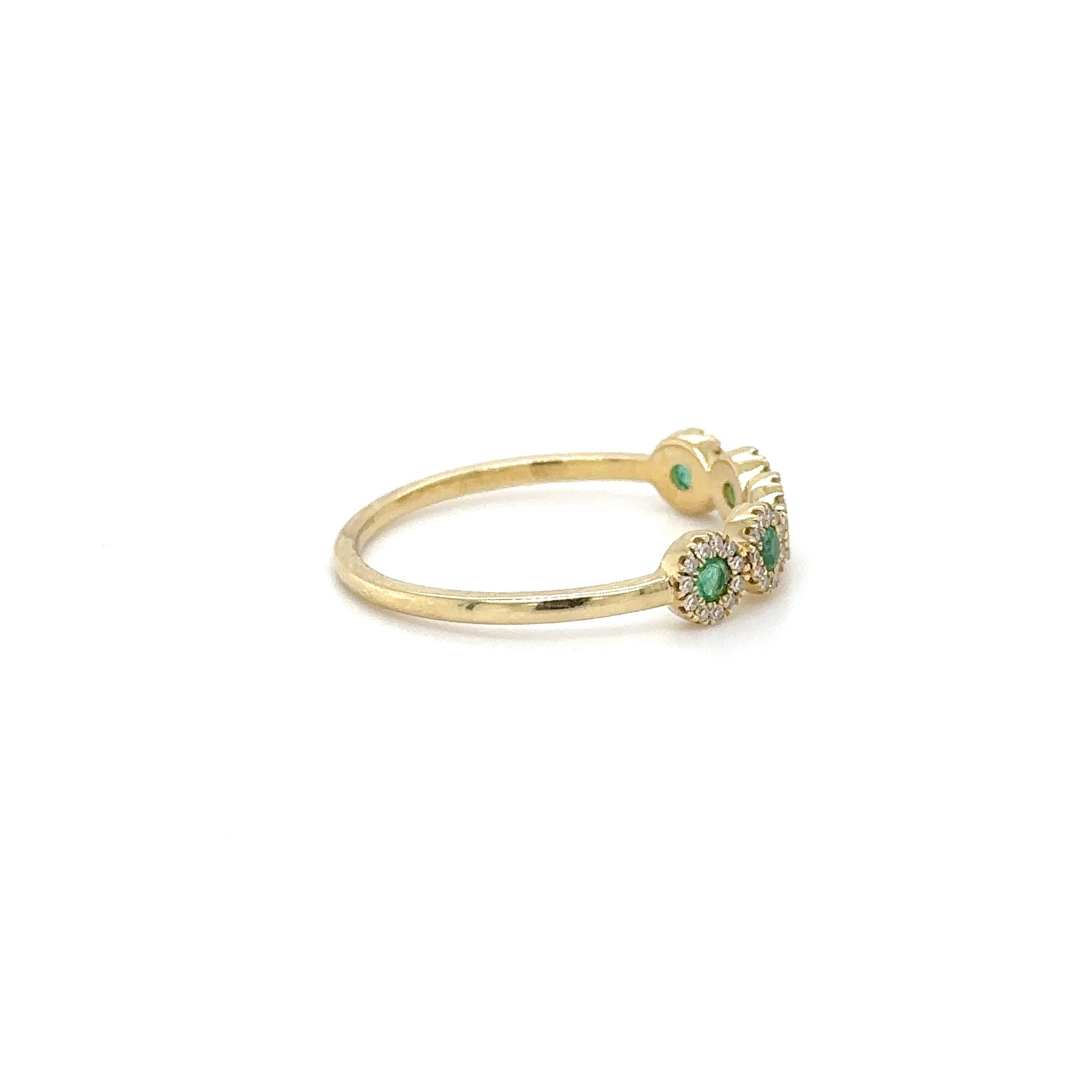 14Kt Yellow Gold Ring with Emerald and Diamonds, 0.27 CT