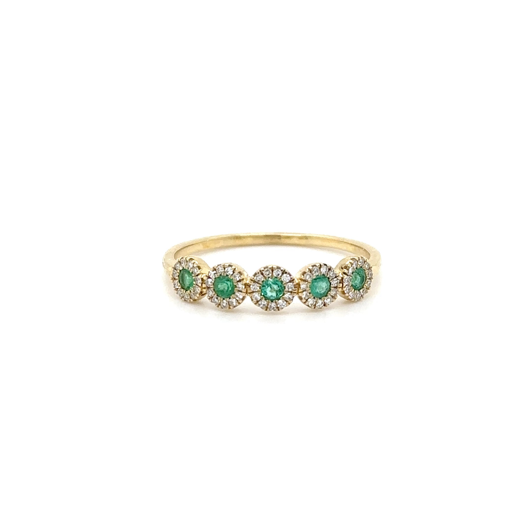 14Kt Yellow Gold Ring with Emerald and Diamonds, 0.27 CT