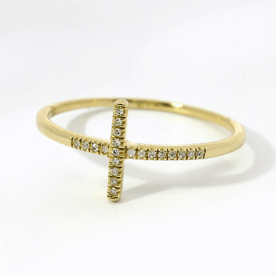 Anillo De Diamantes De Oro Amarillo De 14K 0.03 Ct.