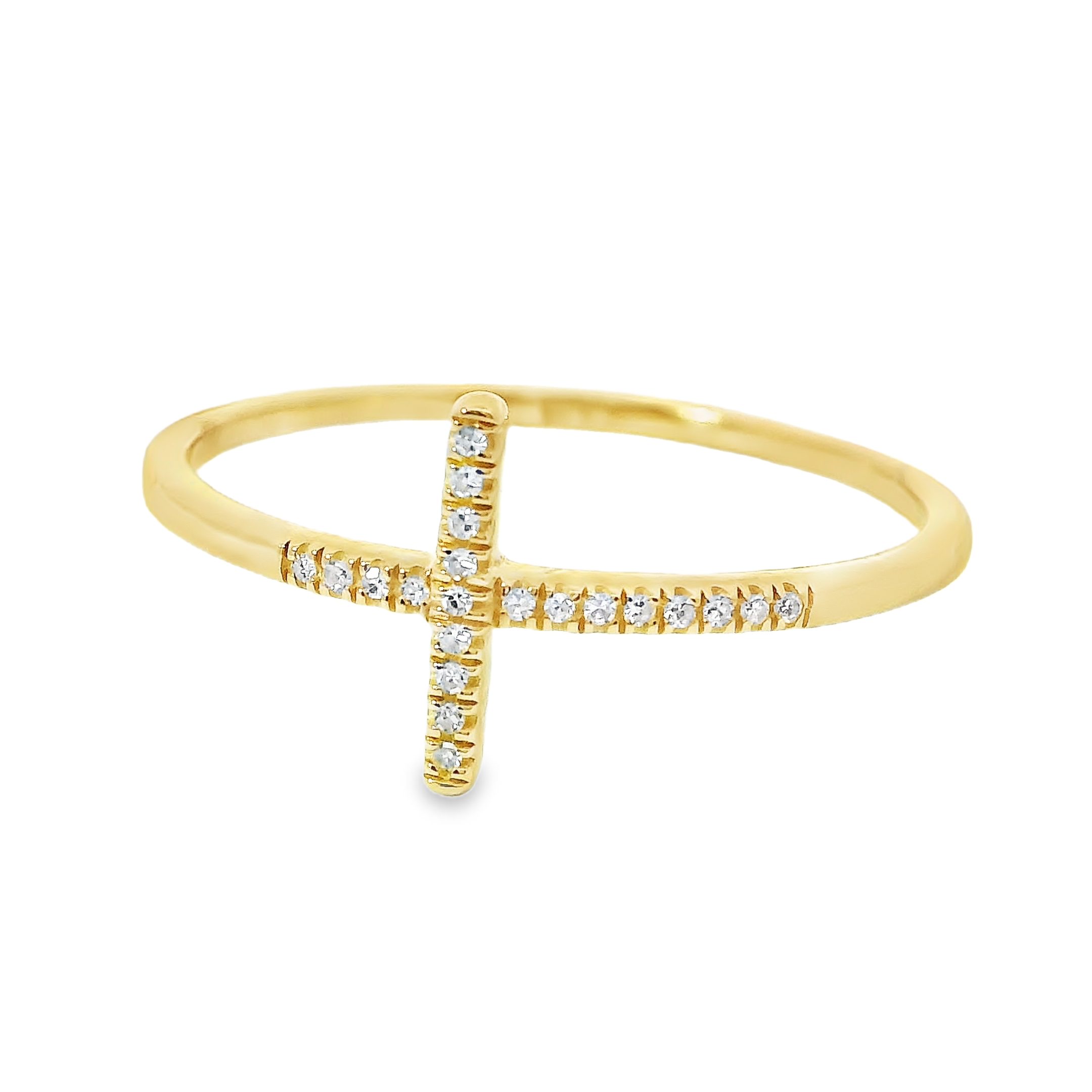 Anillo De Diamantes De Oro Amarillo De 14K 0.03 Ct.