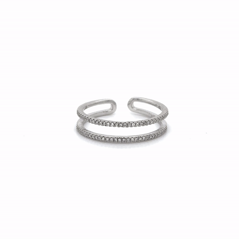 Anillo De Oro Blanco Y Diamantes 0.13 Ct.