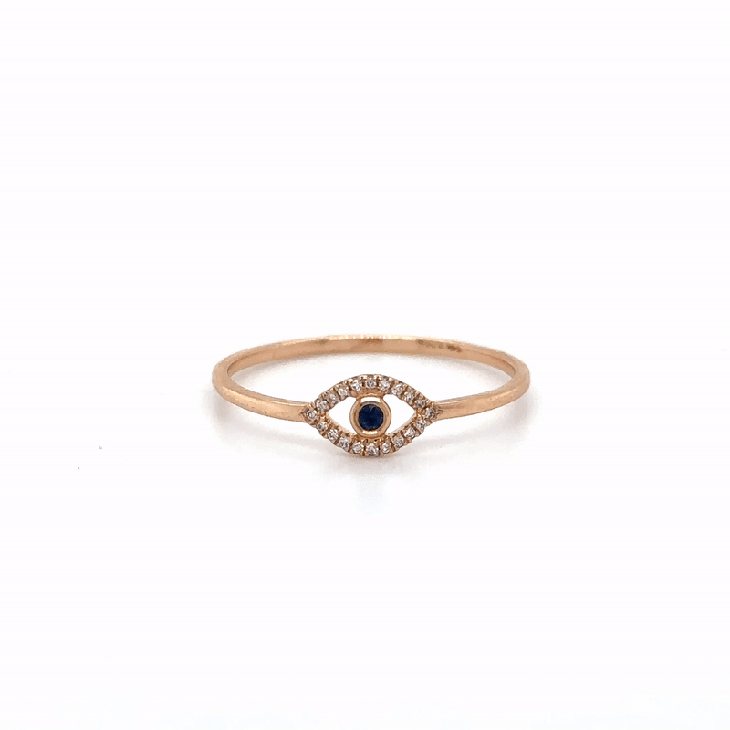 Anillo De Ojo Malvado De Diamantes De Oro Rosa De 14Kt 0.05 Ct.