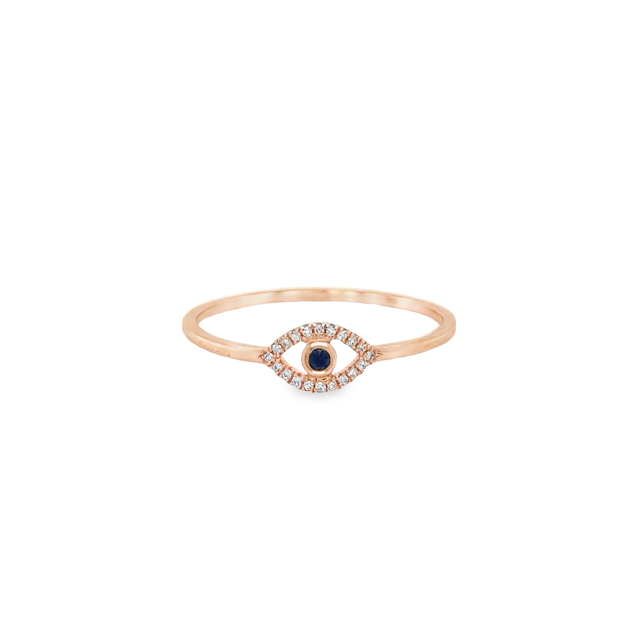 Anillo De Ojo Malvado De Diamantes De Oro Rosa De 14Kt 0.05 Ct.