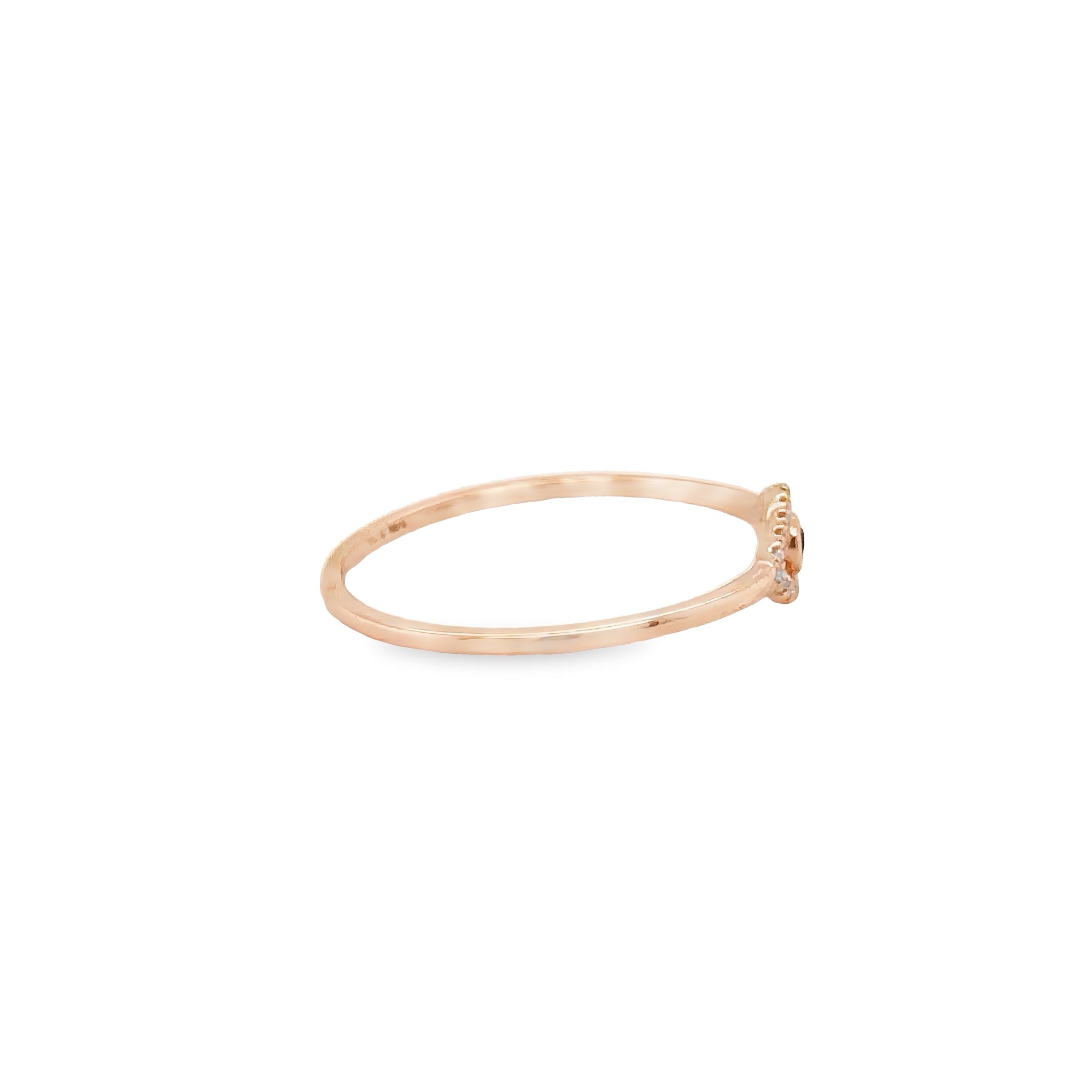 Anillo De Ojo Malvado De Diamantes De Oro Rosa De 14Kt 0.05 Ct.