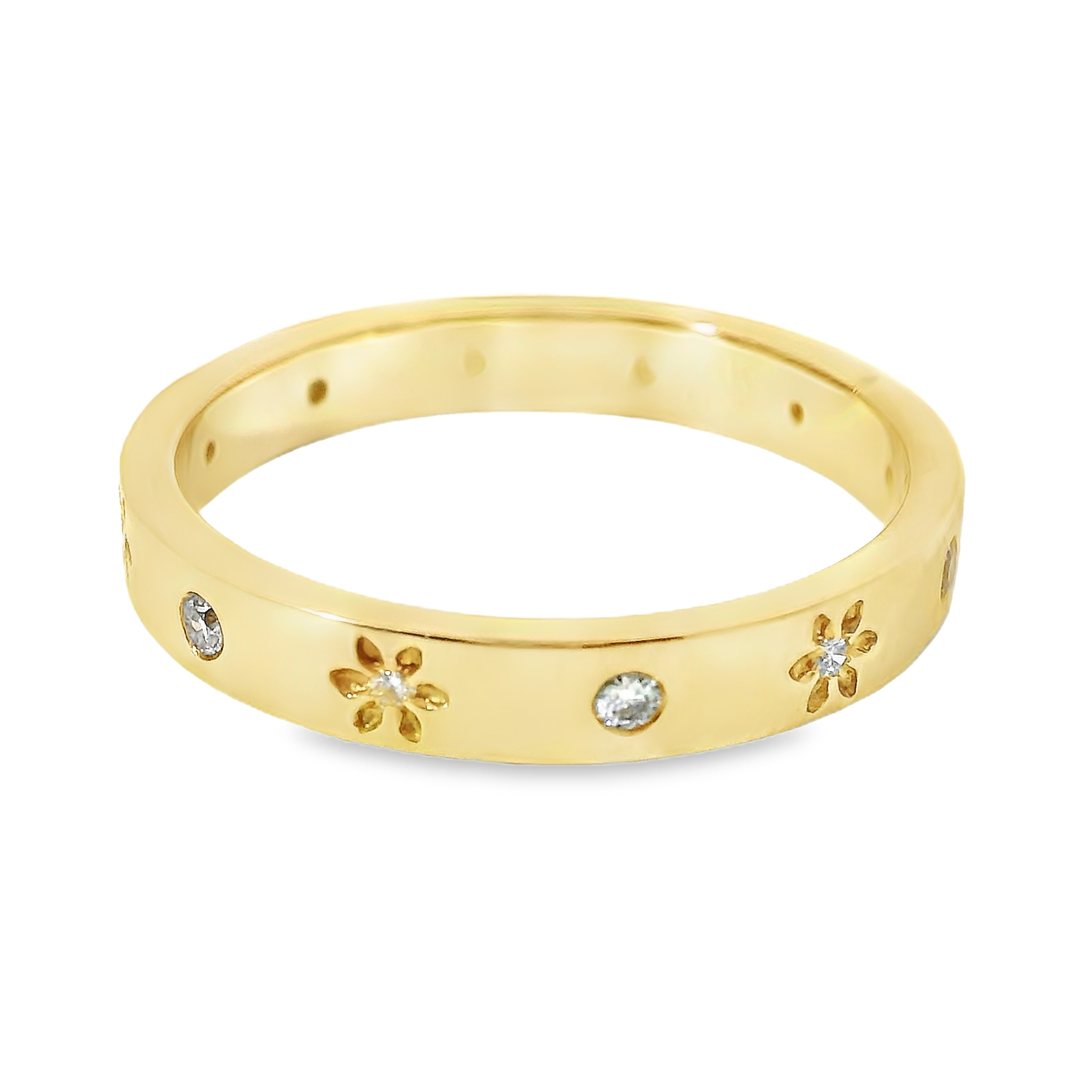Anillo De Diamantes De Oro Amarillo De 14K 0.12 Ct.