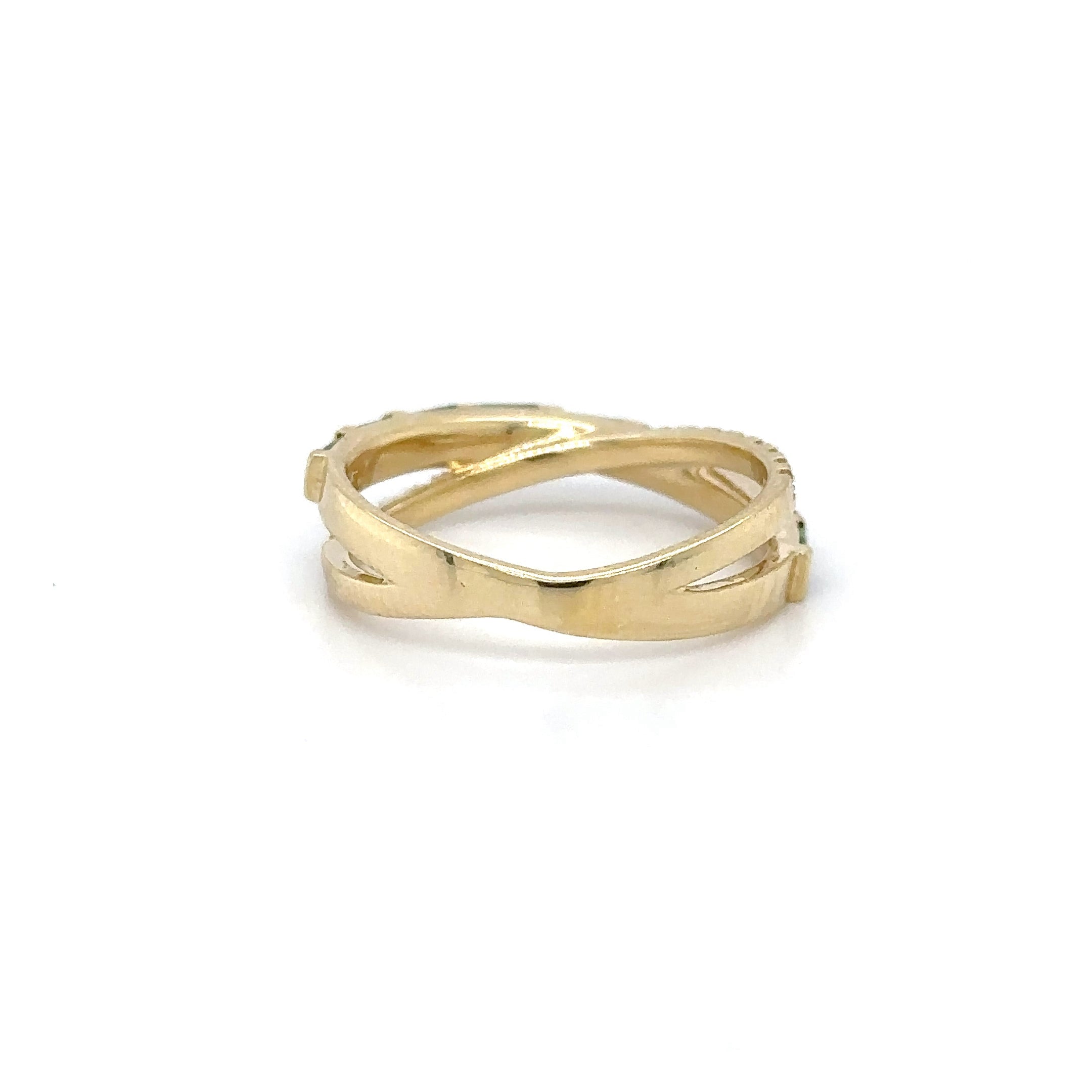 Anillo De Diamantes Y Zafiro Verde En Oro Amarillo De 14Kt, 1.07 CT