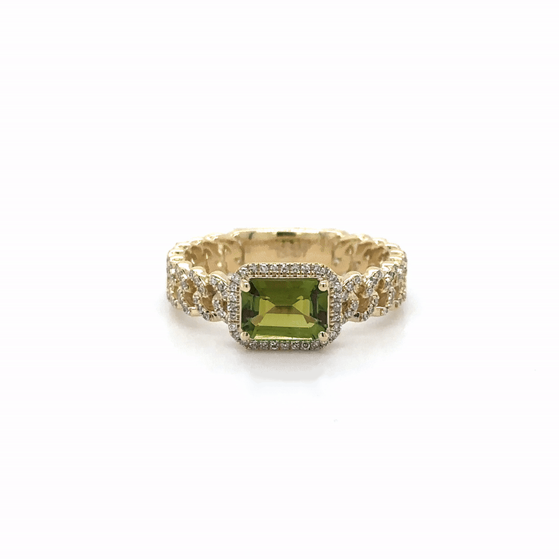 Anillo Turmalina De Oro Amarillo De 14 Quilates Con Diamantes 1.02 Ct.