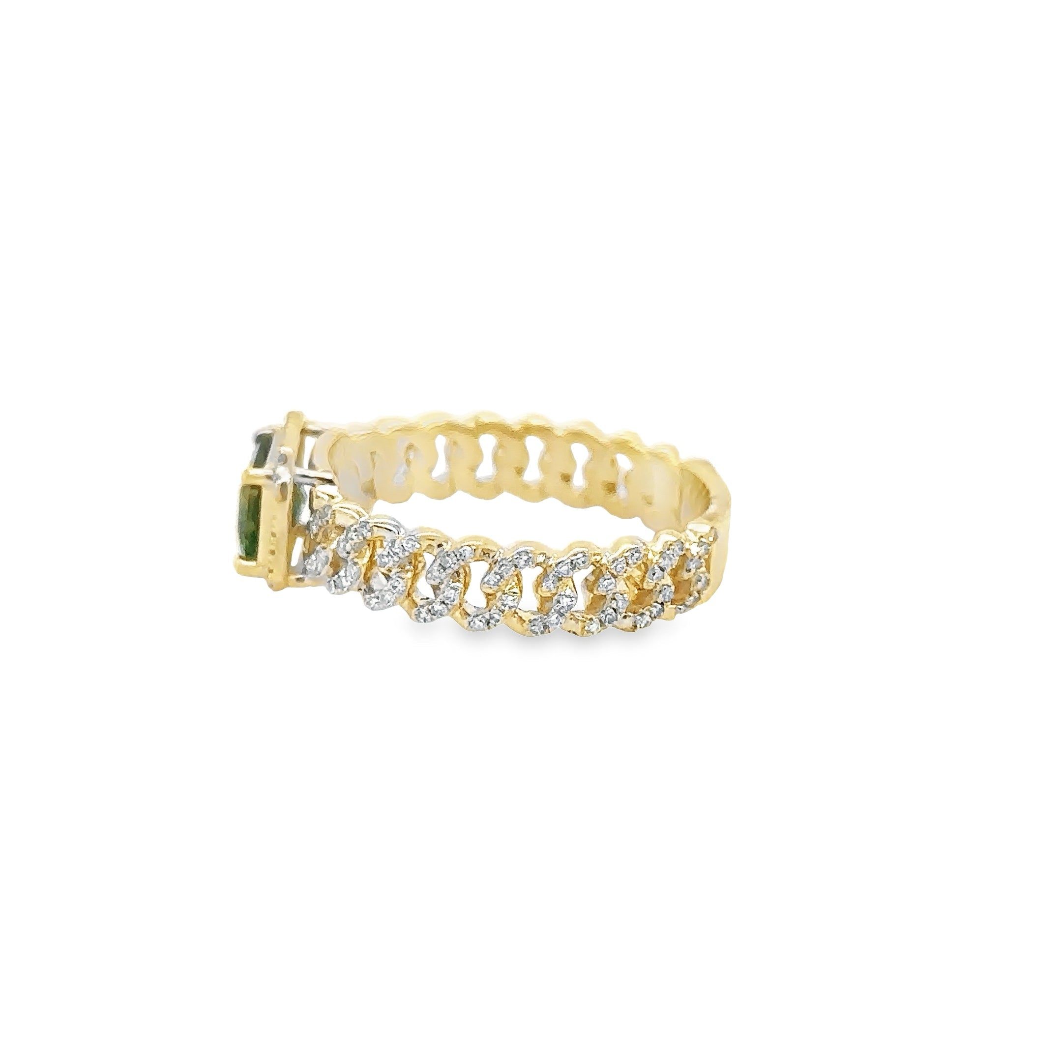 Anillo Turmalina De Oro Amarillo De 14 Quilates Con Diamantes 1.02 Ct.