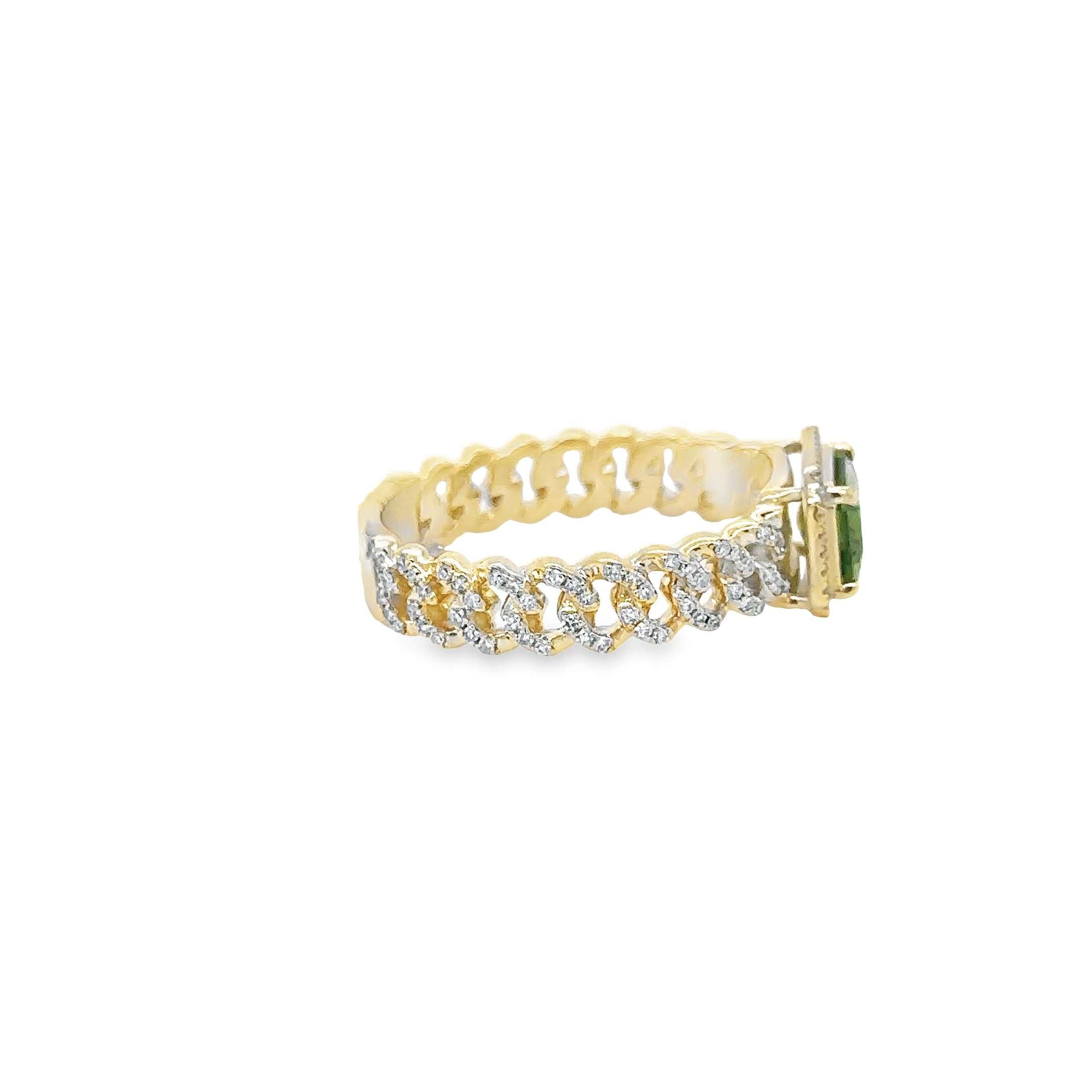 Anillo Turmalina De Oro Amarillo De 14 Quilates Con Diamantes 1.02 Ct.