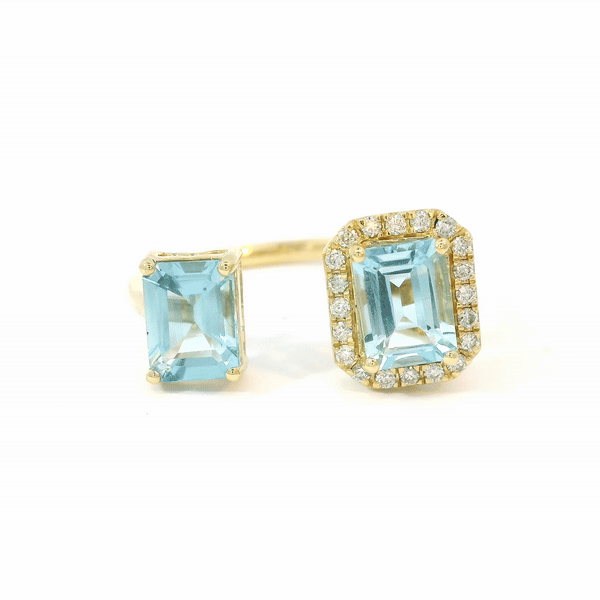 Aquamarine Ring in 14Kt Yellow Gold with Diamonds, 1.88 CT