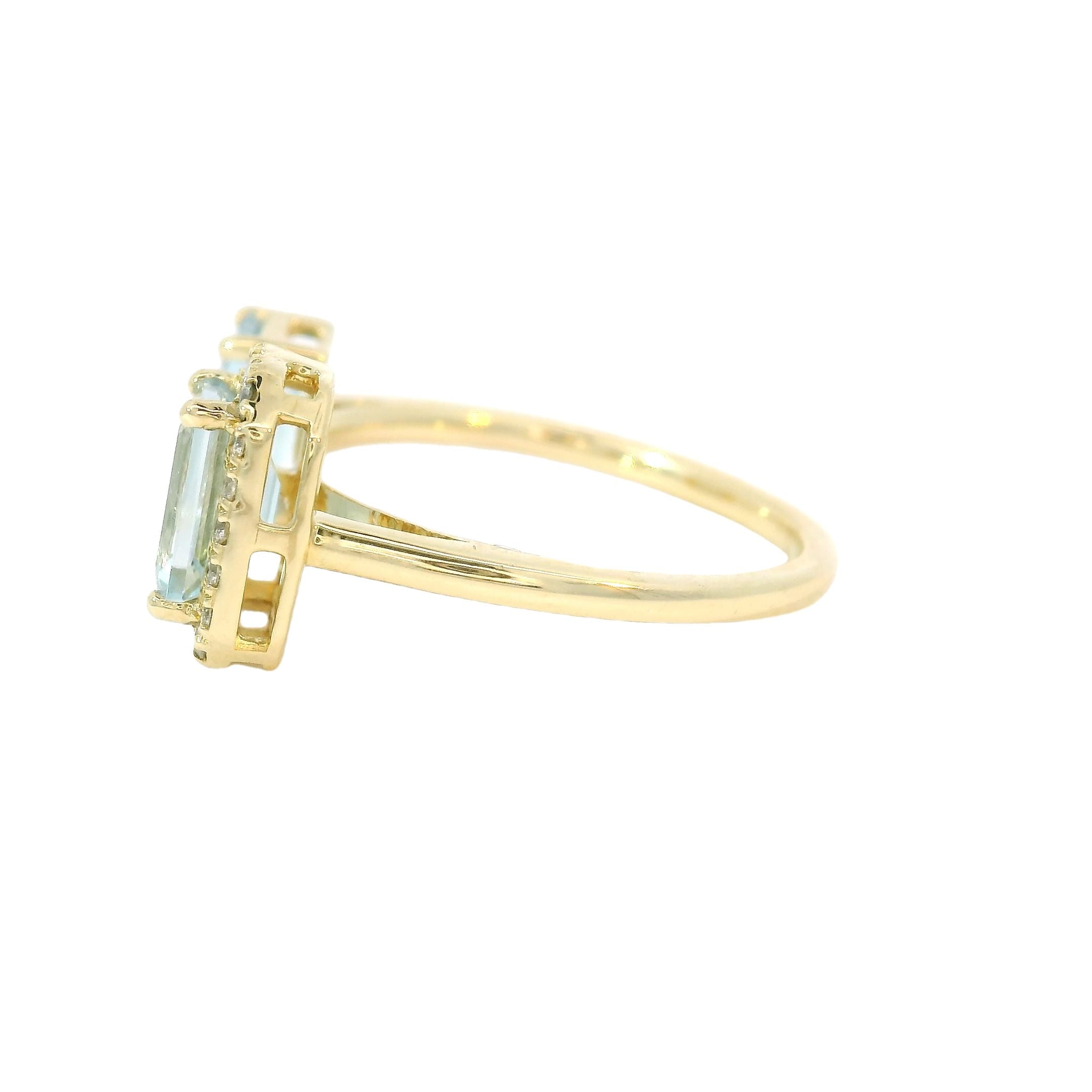 Aquamarine Ring in 14Kt Yellow Gold with Diamonds, 1.88 CT