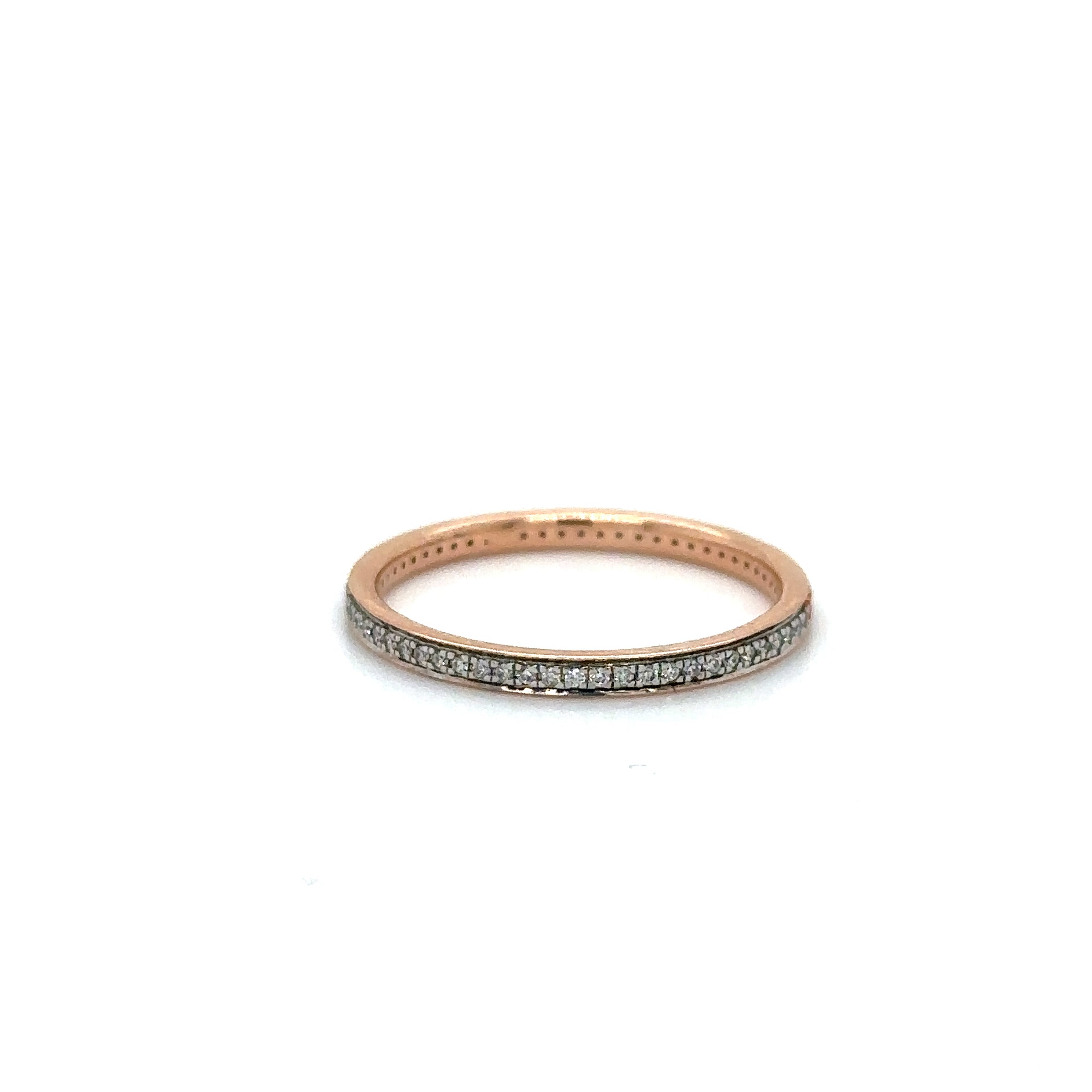 Anillo De Diamantes Y Zafiro Rosa En Oro Rosa De 14Kt, 0.18 CT