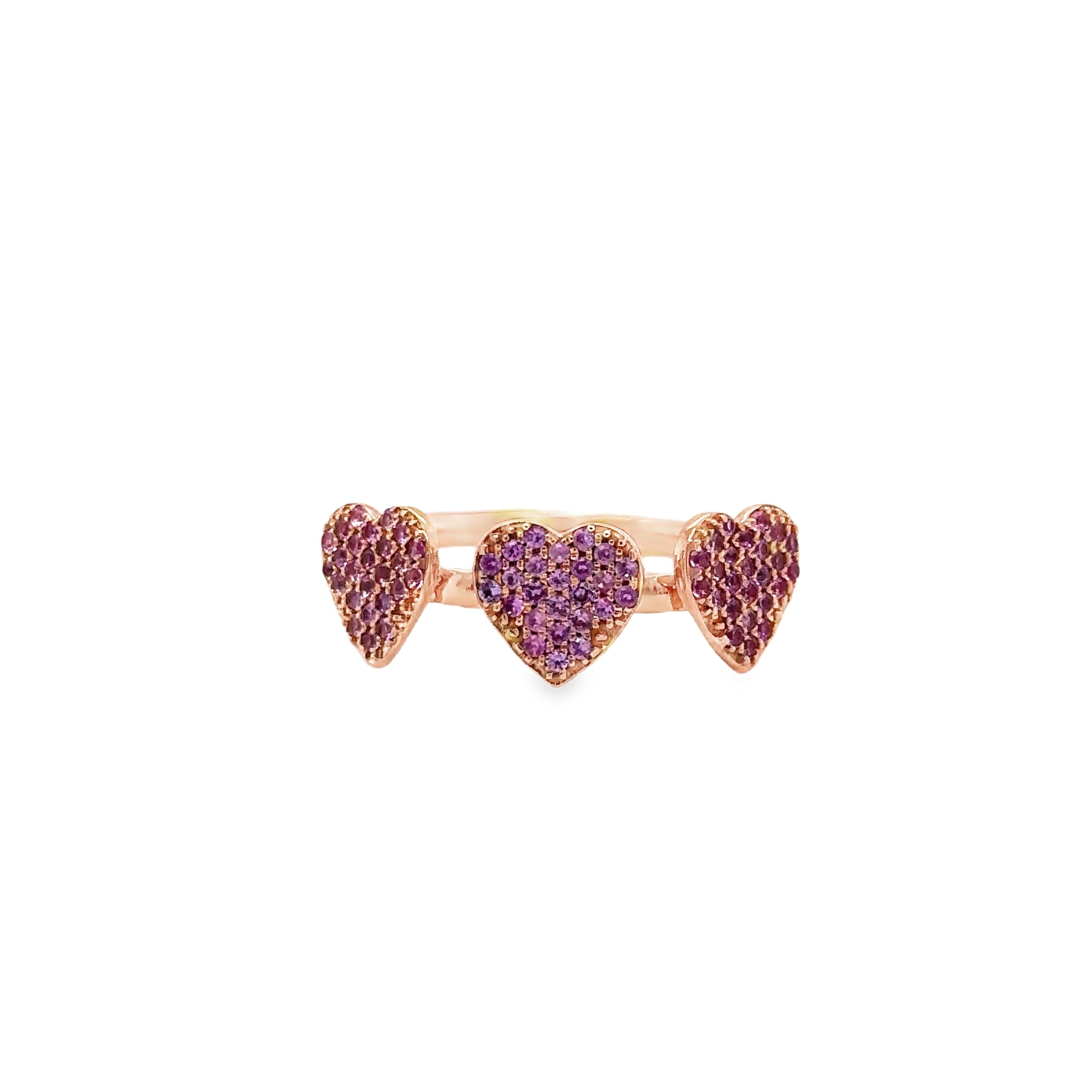 Anillo Corazón De Zafiro Rosa De Oro Rosa De 14 Kt