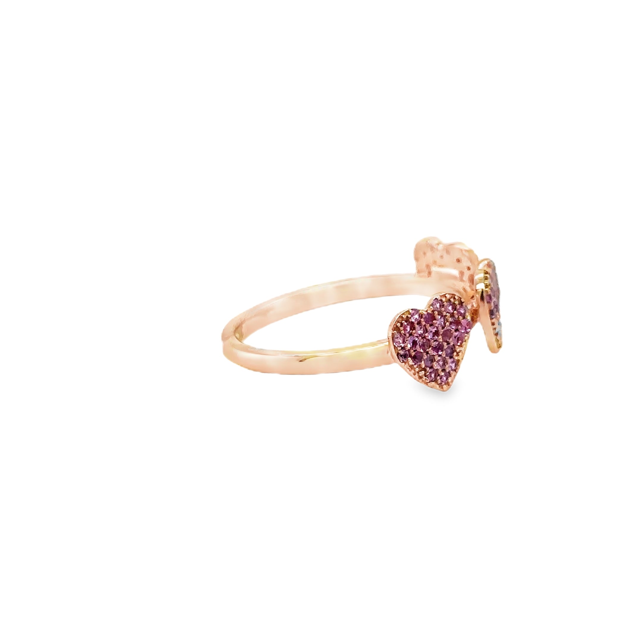 Anillo Corazón De Zafiro Rosa De Oro Rosa De 14 Kt