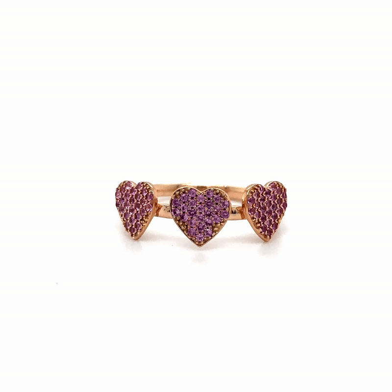 Anillo Corazón De Zafiro Rosa De Oro Rosa De 14 Kt